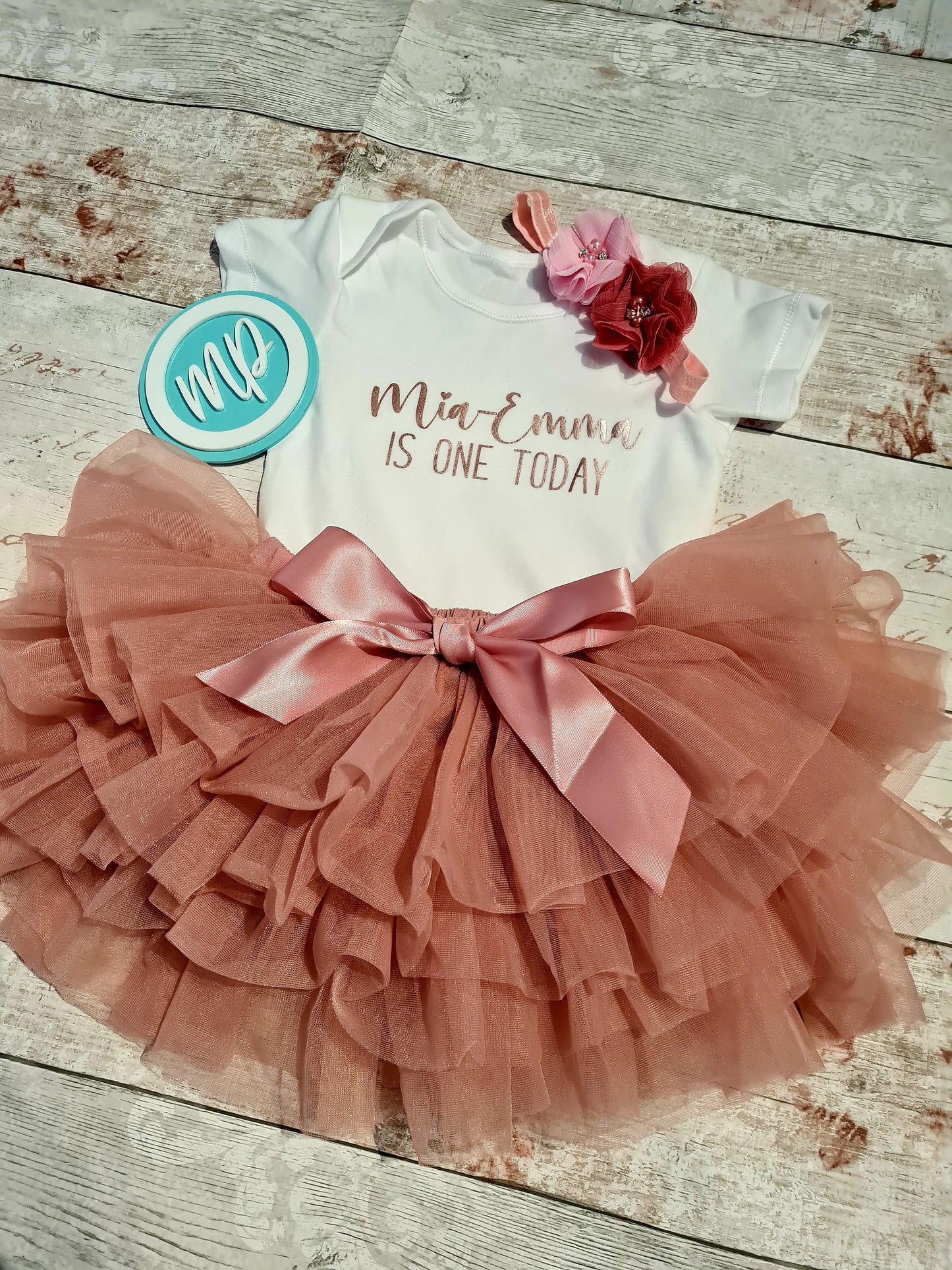 Girls Birthday Personalised Tutu Outfit - Newborn Photography - Personalised Baby Vest