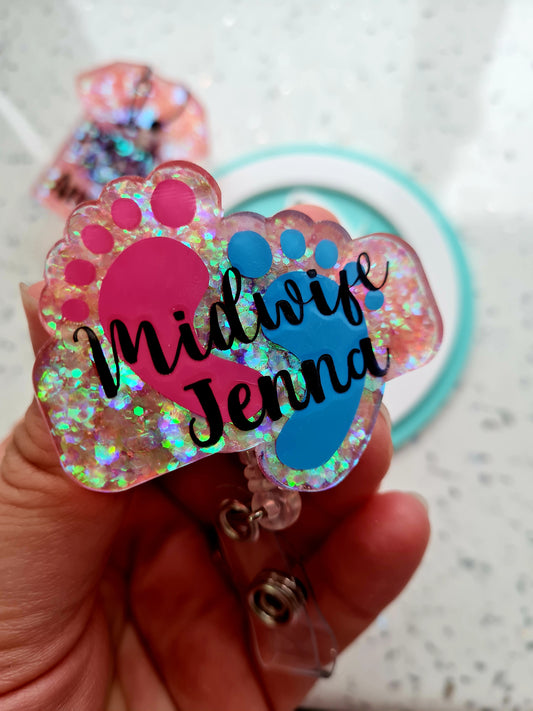 Glitter Badge Reel, Nurse Badge, Midwife Badge, Student Name Badge Reel, Doctor Glitter Badge