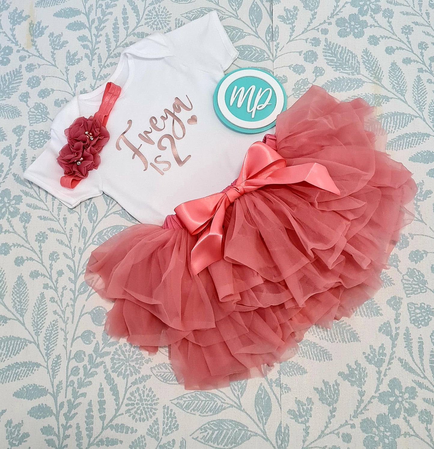 Girls Birthday Personalised Tutu Outfit - Newborn Photography - Personalised Baby Vest