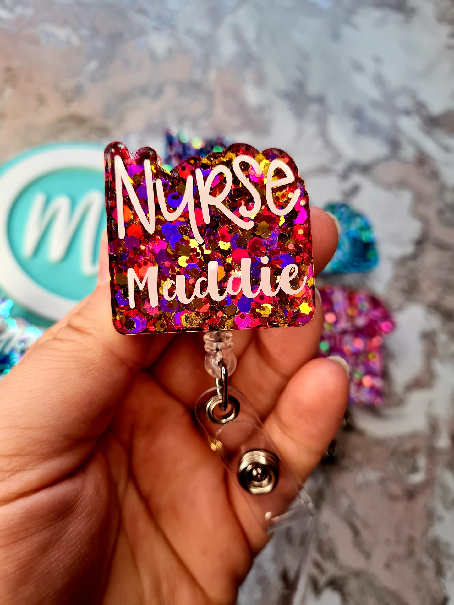 Glitter Badge Reel, Nurse Badge, Midwife Badge, Student Name Badge Reel, Doctor Glitter Badge