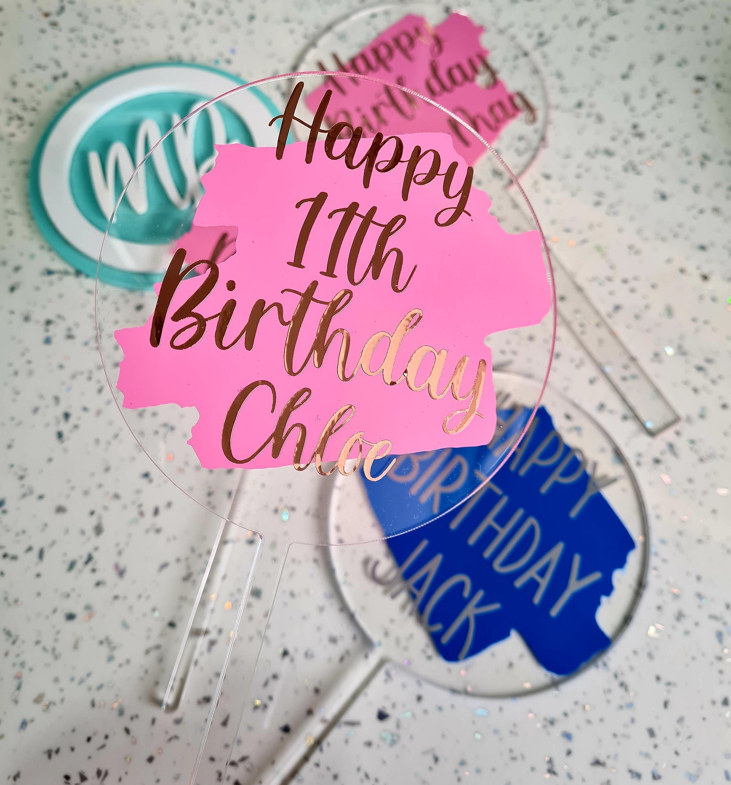 Personalised Acrylic Cake Topper - Birthday Cake Topper - Milestone Birthday Topper