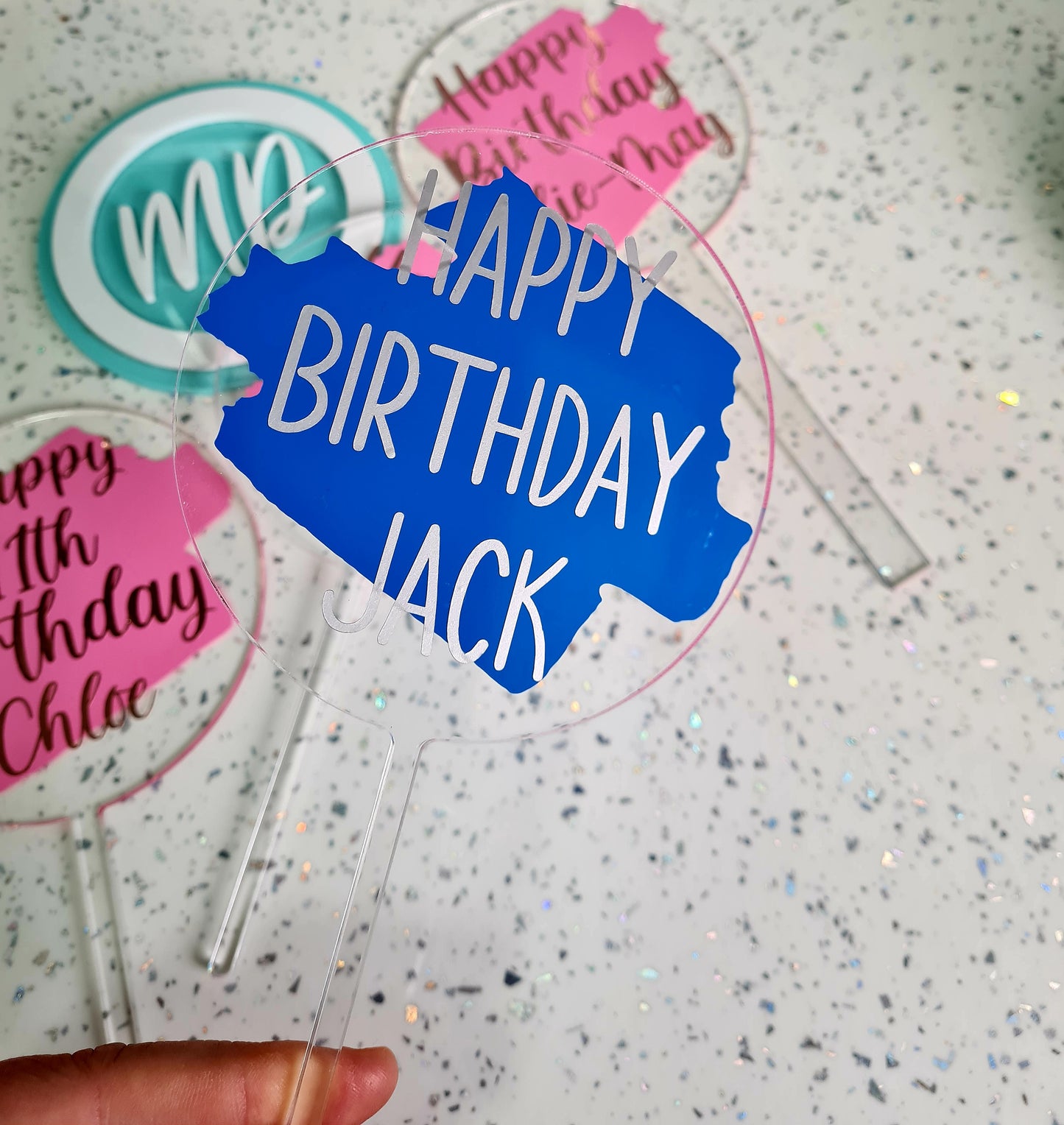 Personalised Acrylic Cake Topper - Birthday Cake Topper - Milestone Birthday Topper