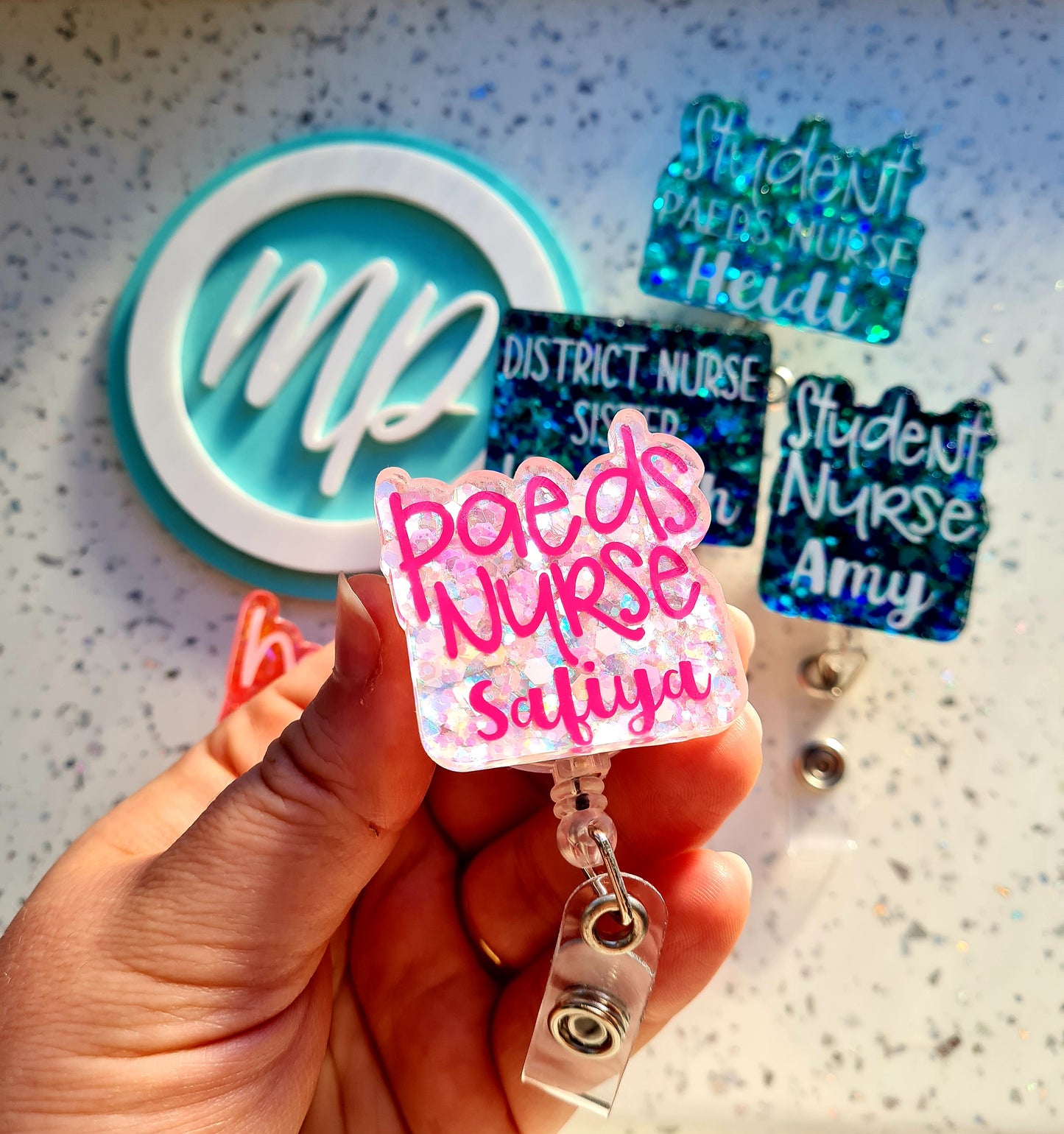 Glitter Badge Reel, Nurse Badge, Midwife Badge, Student Name Badge Reel, Doctor Glitter Badge