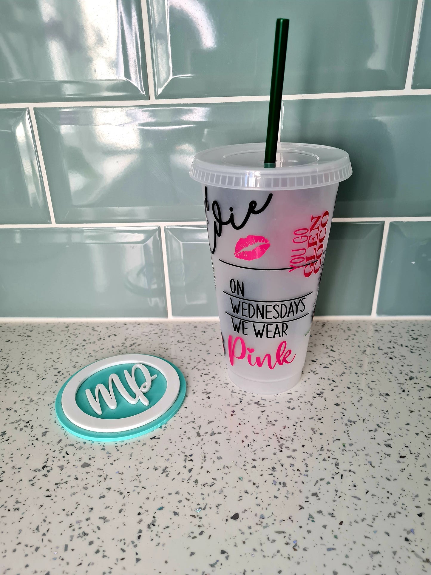 Personalised Mean Girls Cold Cup With Logo and Straw, Burn Book Theme Gift