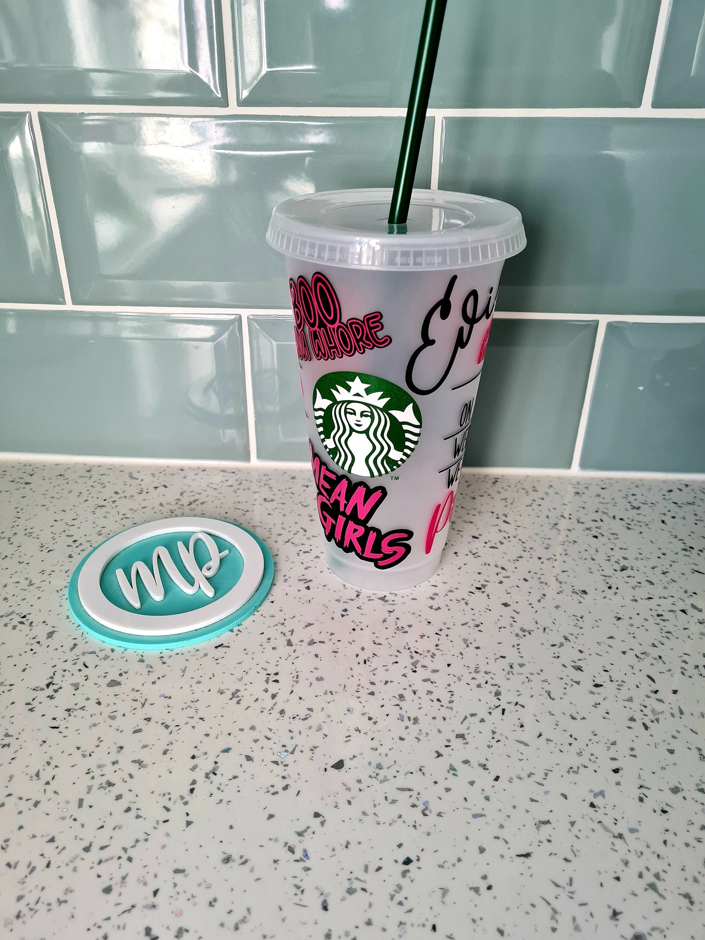 Personalised Mean Girls Cold Cup With Logo and Straw, Burn Book Theme Gift