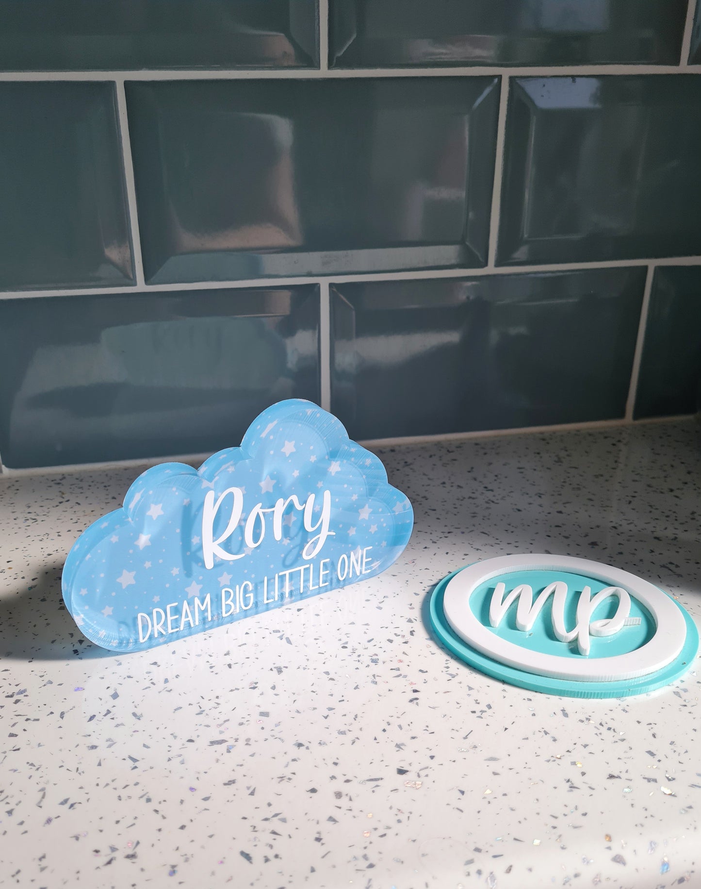 New Baby Personalised Keepsake Gift - Acrylic Cloud Baby Nursery Decor - Pink and Blue Gift - Baby Shower Gift