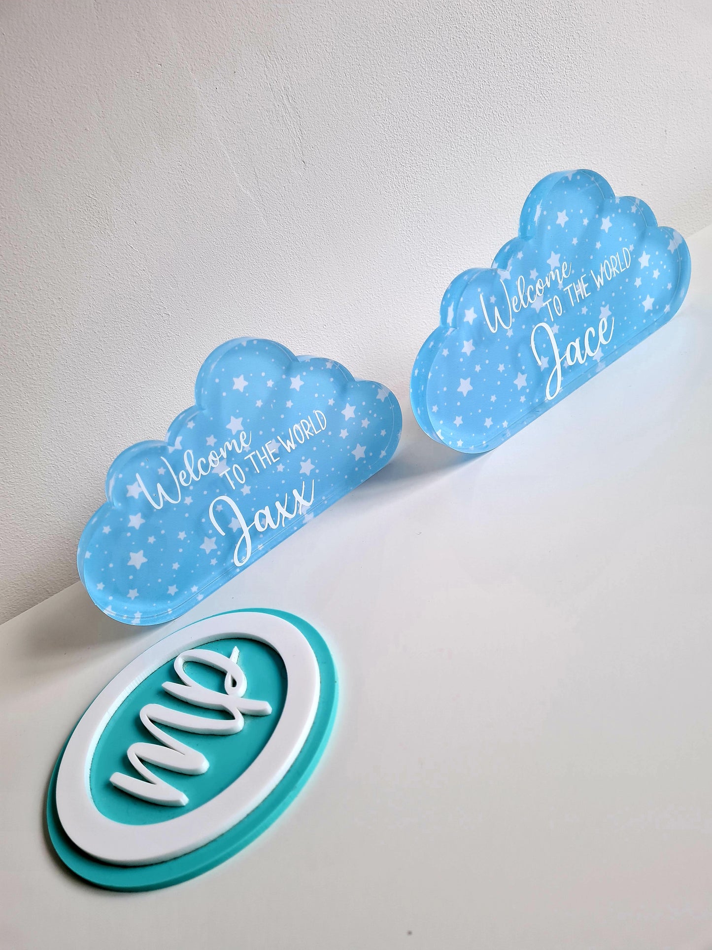 New Baby Personalised Keepsake Gift - Acrylic Cloud Baby Nursery Decor - Pink and Blue Gift - Baby Shower Gift