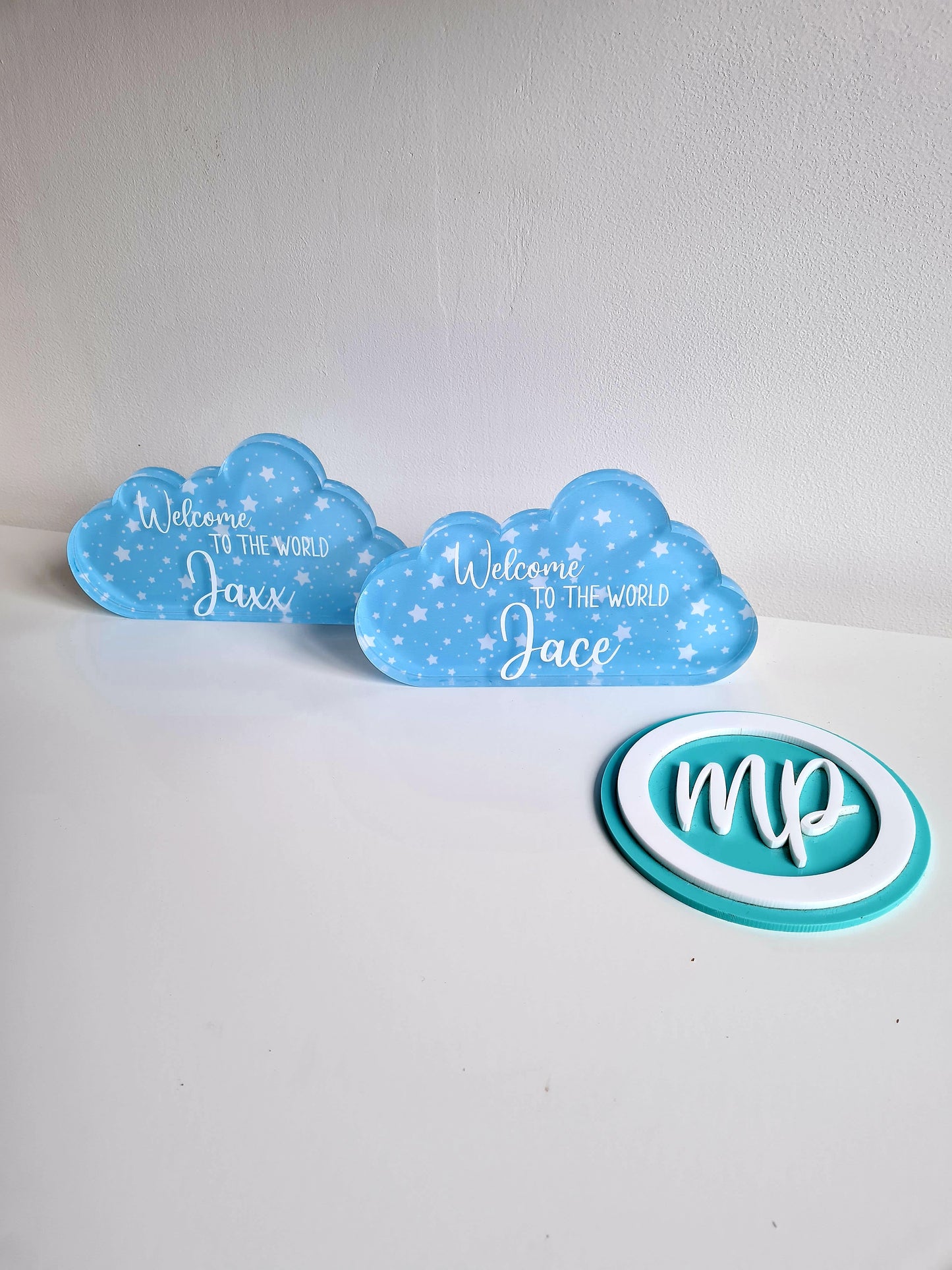 New Baby Personalised Keepsake Gift - Acrylic Cloud Baby Nursery Decor - Pink and Blue Gift - Baby Shower Gift