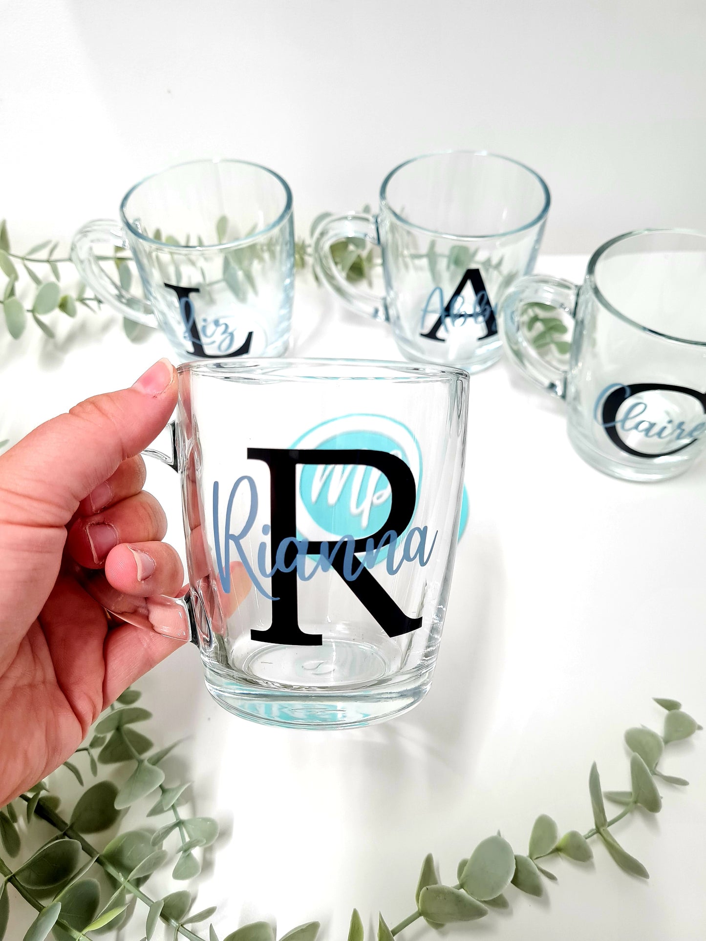 Personalised Glass Mug Gift - Inital and Name Mug