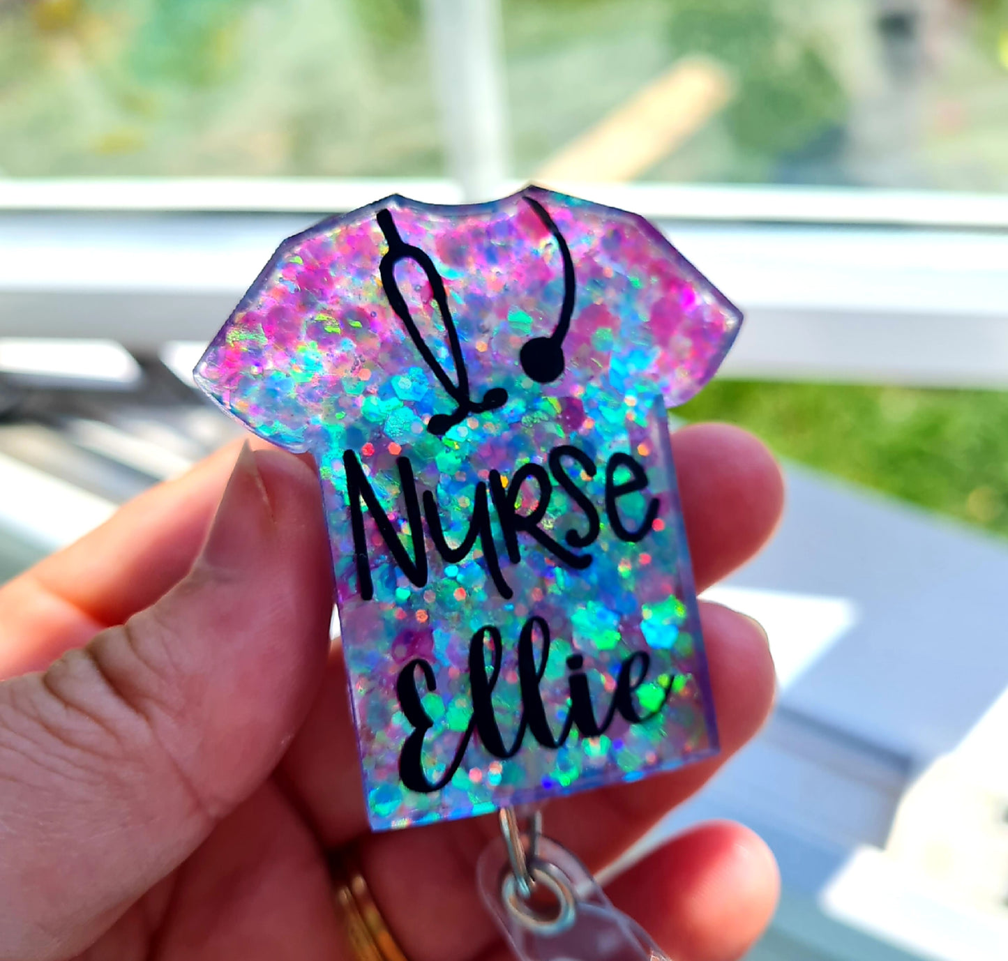 Glitter Badge Reel, Nurse Badge, Midwife Badge, Student Name Badge Reel, Doctor Glitter Badge