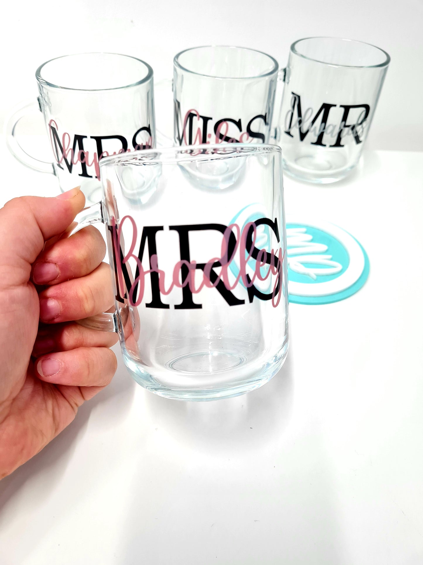 Personalised Glass Mug Gift - Inital and Name Mug