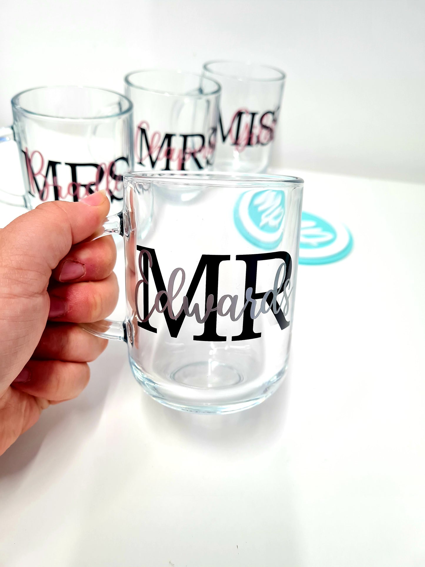 Personalised Glass Mug Gift - Inital and Name Mug