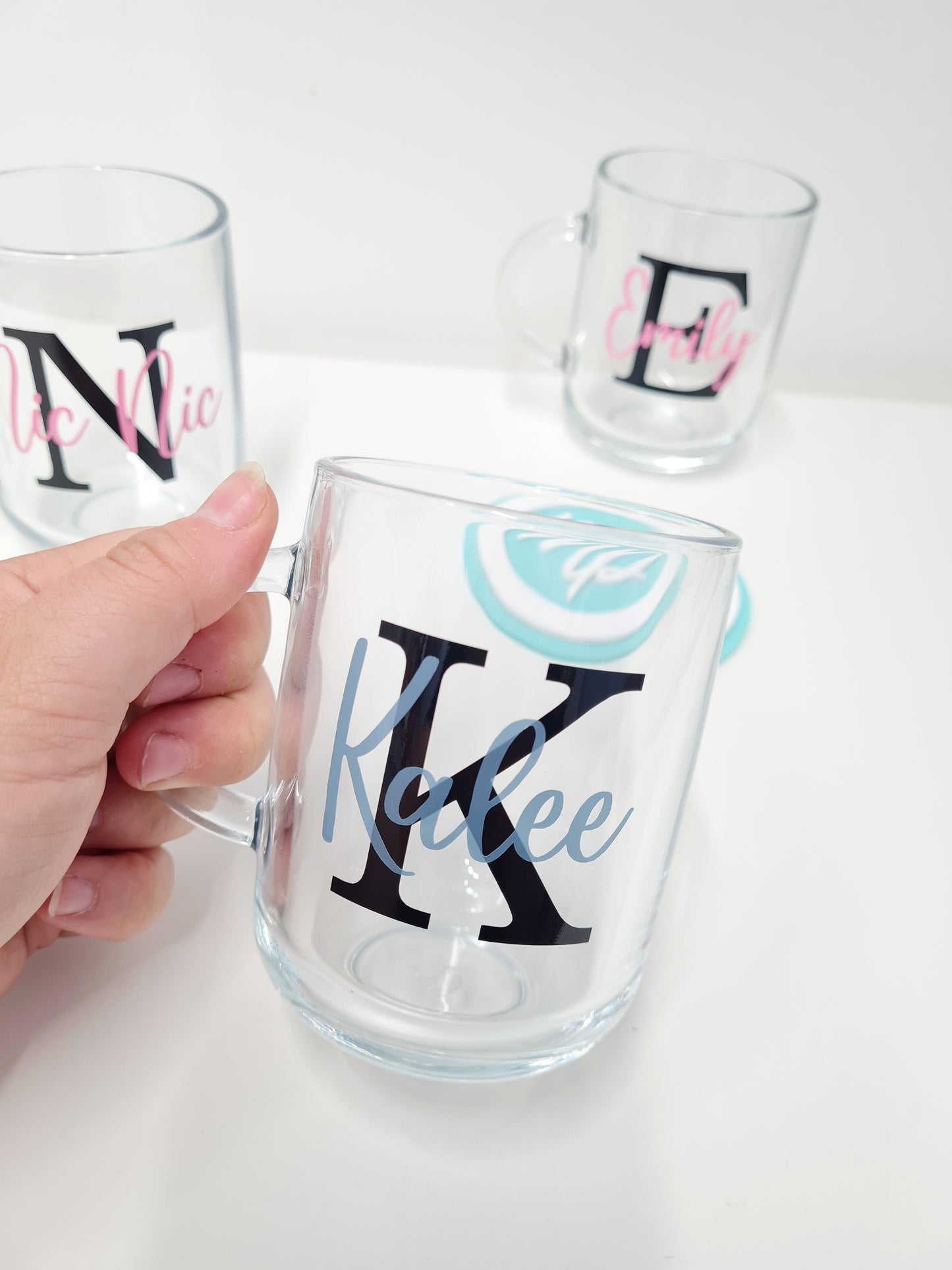 Personalised Glass Mug Gift - Inital and Name Mug