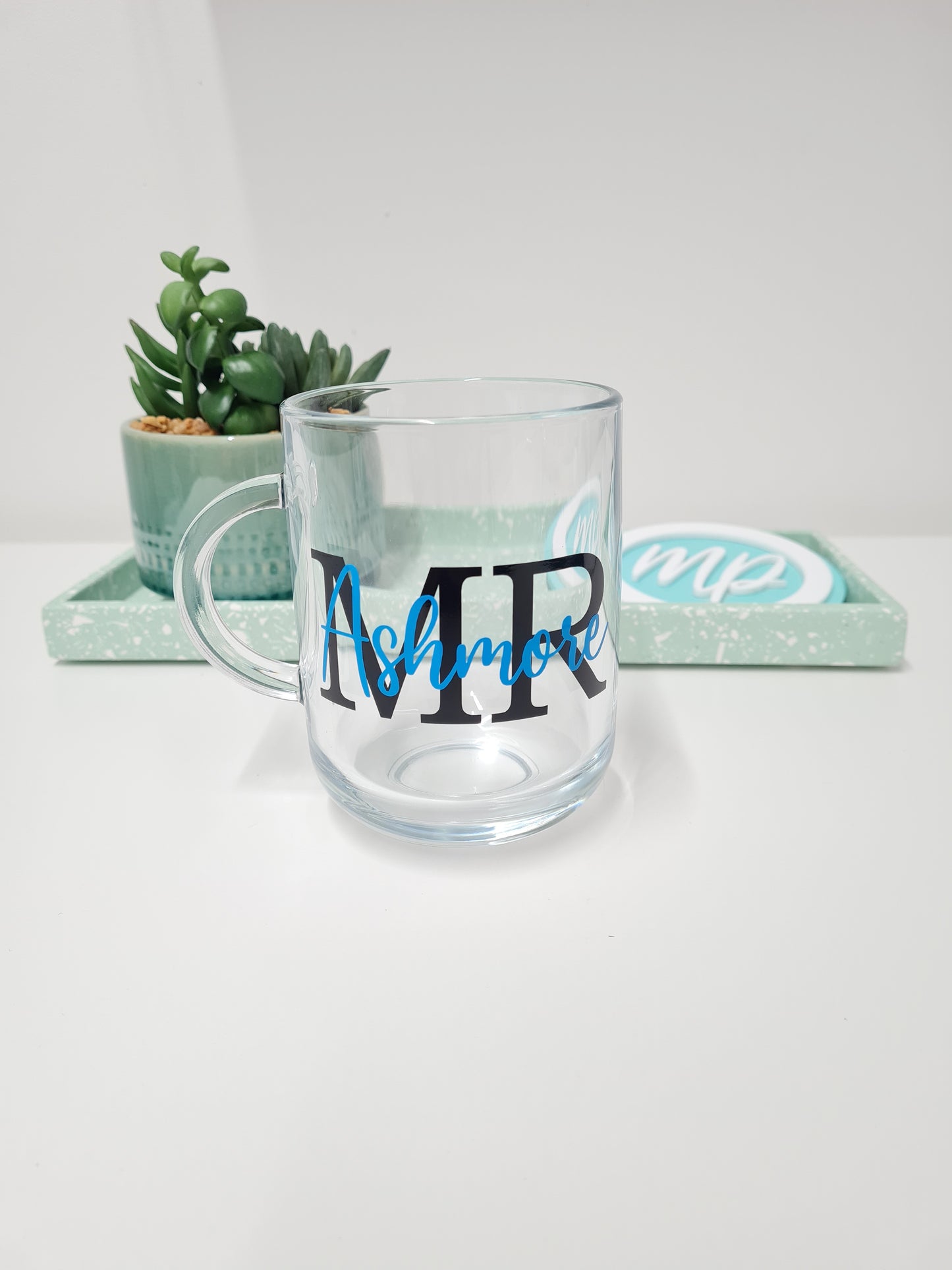 Personalised Glass Mug Gift - Inital and Name Mug