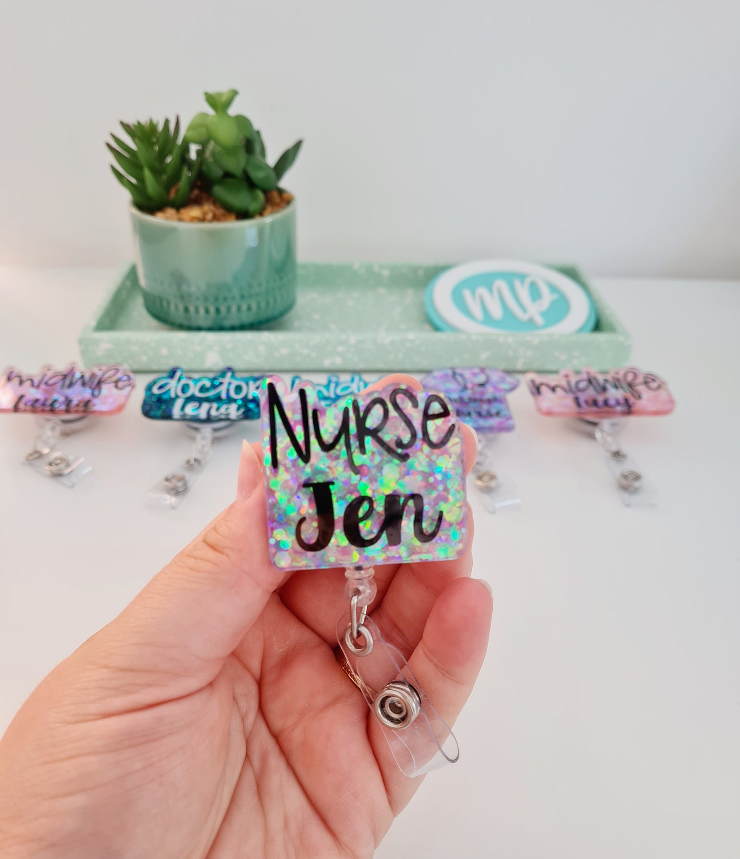 Glitter Badge Reel, Nurse Badge, Midwife Badge, Student Name Badge Reel, Doctor Glitter Badge