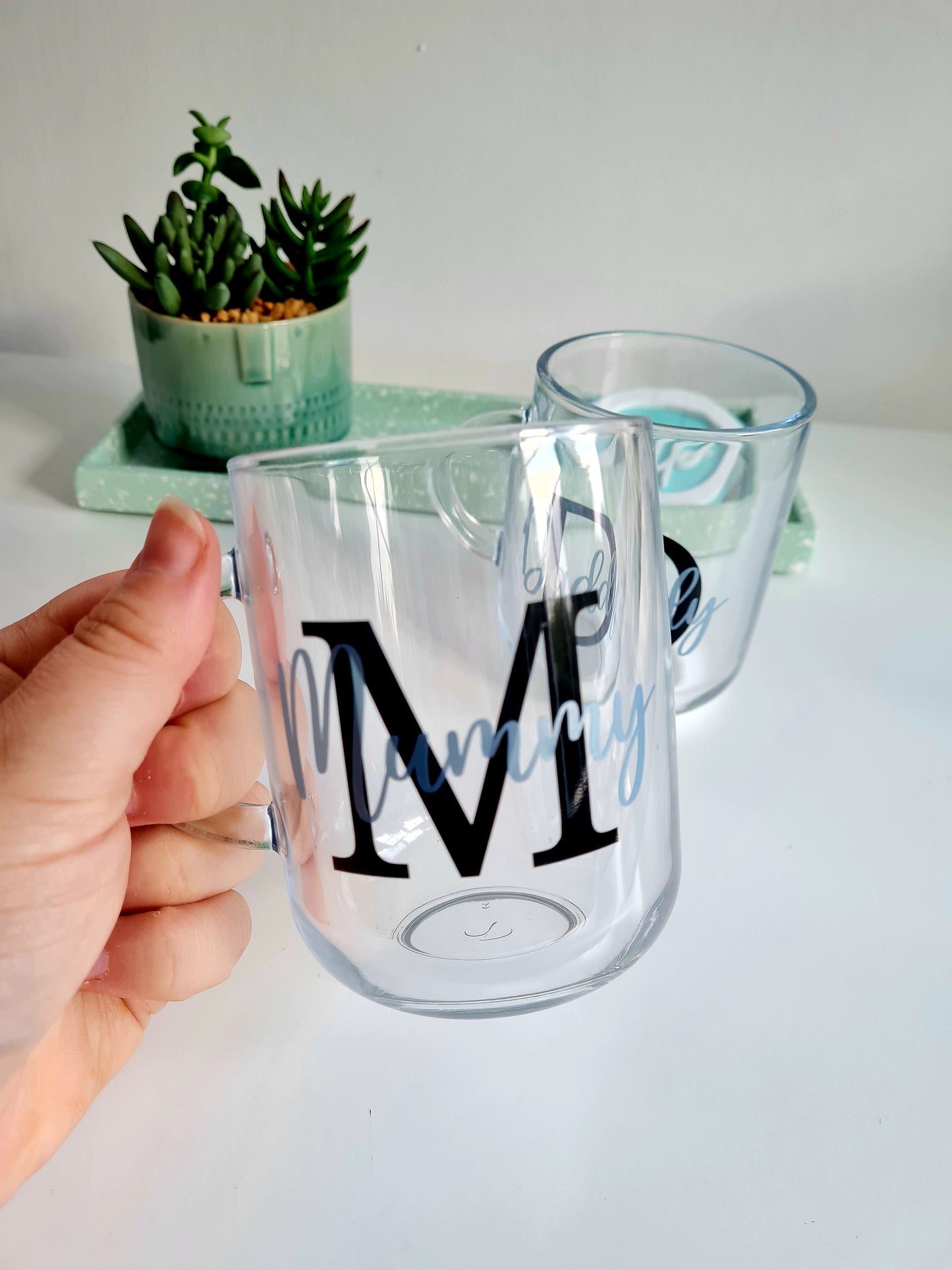 Personalised Glass Mug Gift - Inital and Name Mug