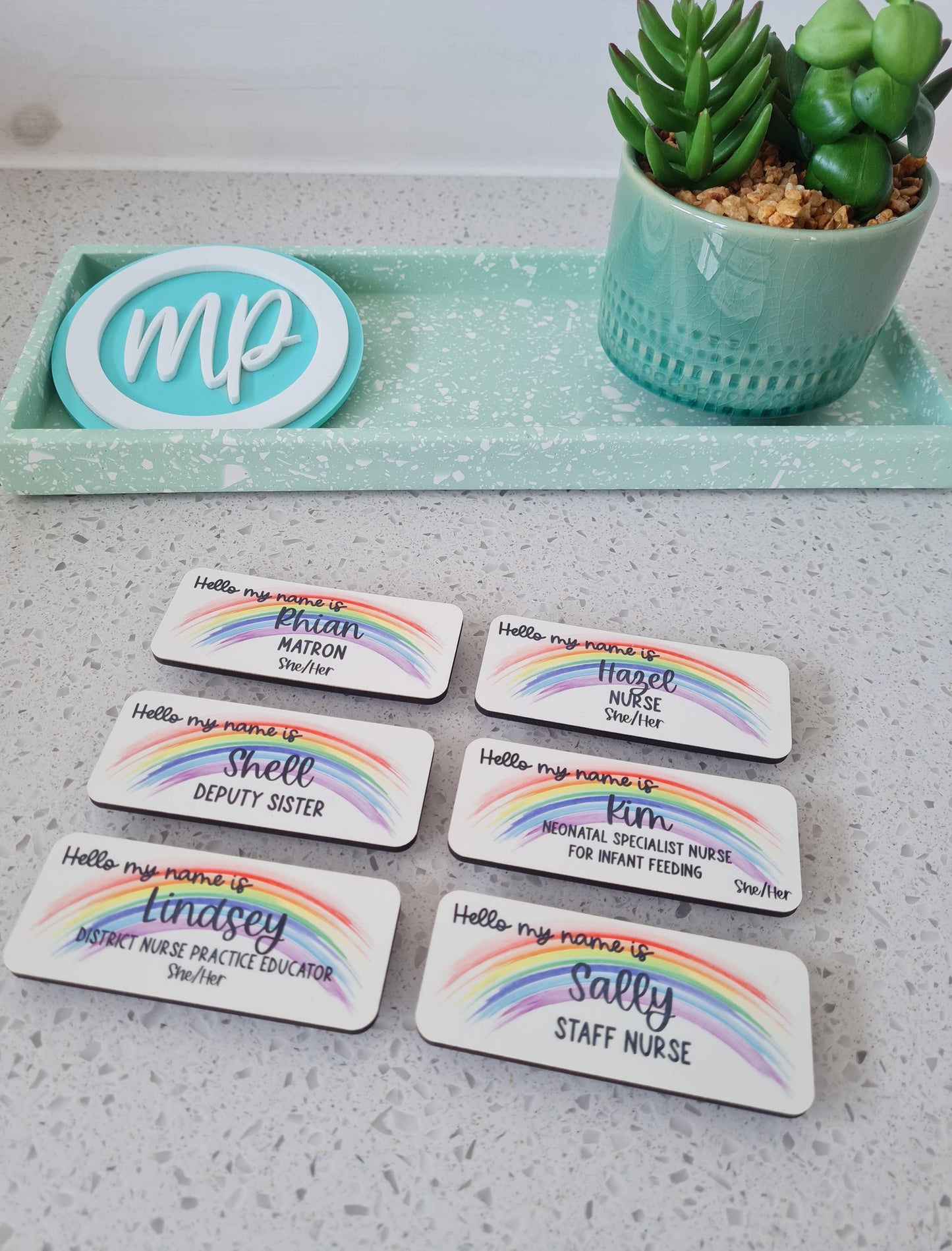 Rainbow Personalised Name Badge - student nurse, student midwife, midwife, nurse, hello my name is