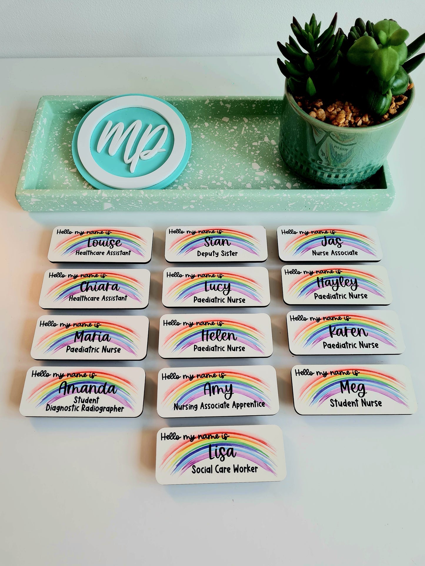 Rainbow Personalised Name Badge - student nurse, student midwife, midwife, nurse, hello my name is