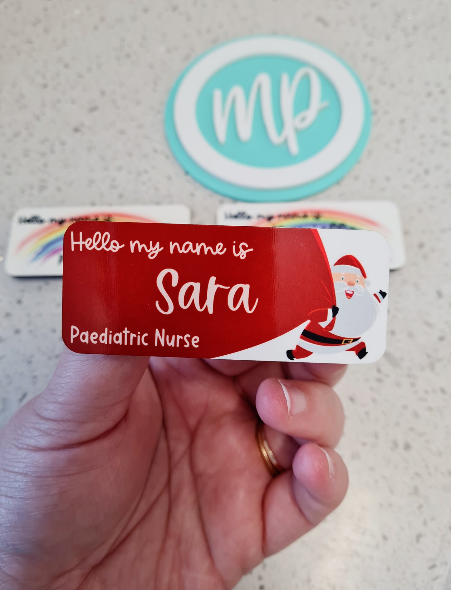 Santa Name Badge, Student Midwife Badge, Student Nurse Badge, Christmas Theme Name Badge, midwife, nurse name badge