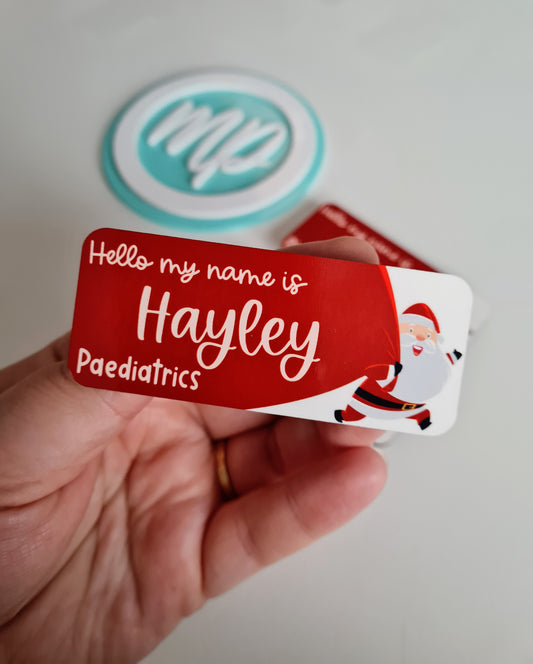 Santa Name Badge, Student Midwife Badge, Student Nurse Badge, Christmas Theme Name Badge, midwife, nurse name badge