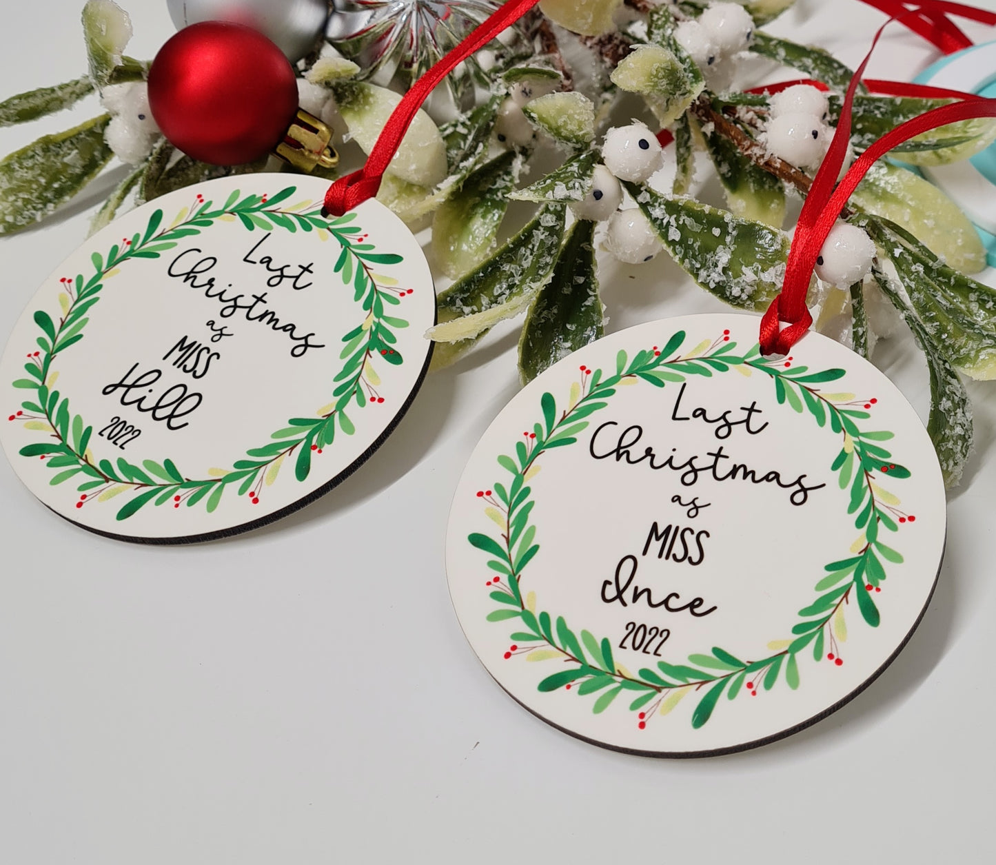 Last Christmas As A Miss Personalised Bauble - Bride to Be Christmas Gift