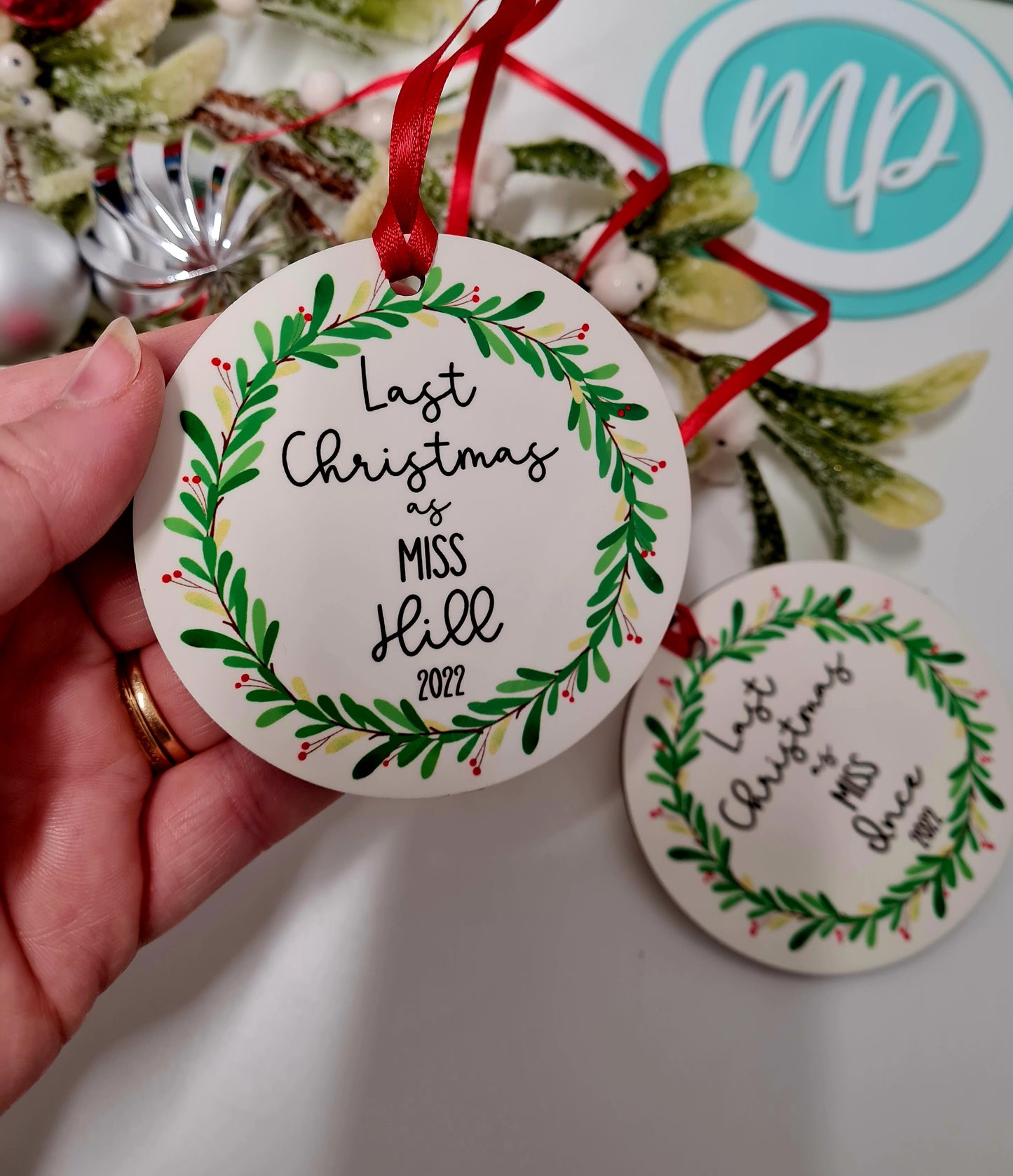 Last Christmas As A Miss Personalised Bauble - Bride to Be Christmas Gift