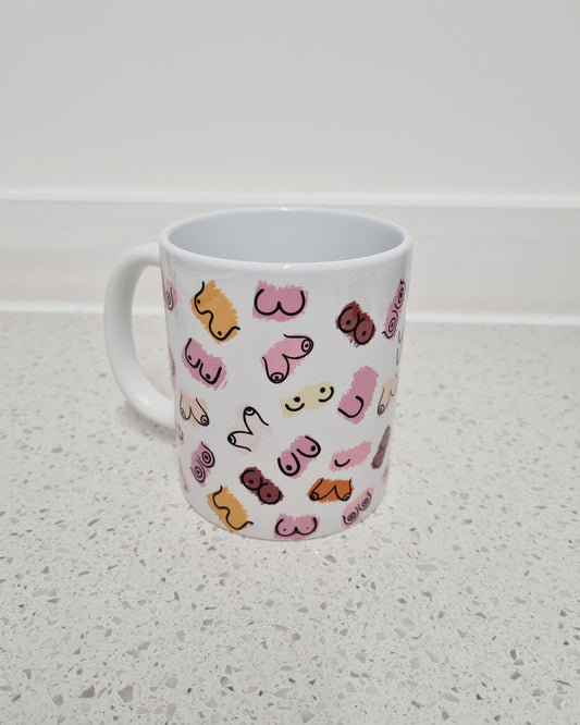 Adult Boobs Print Mug - Colourful Girl Power Cup