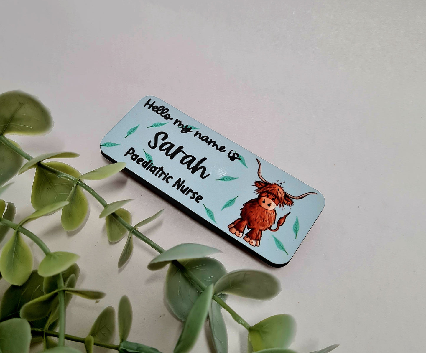 Highland Cow Design Personalised Name Badge - Hello my name is badge, Midwife badge, nurse badge, student nurse badge, student midwife