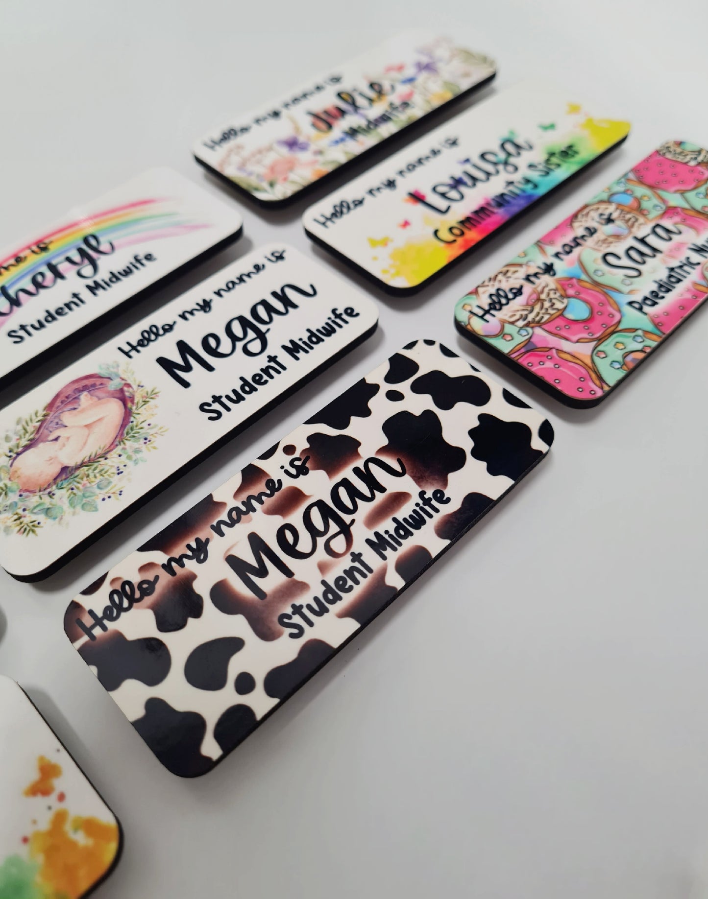 Cow Print Personalised Name Badge - Hello my name is badge, nurse name badge, midwife badge, student nurse, student midwife badge.