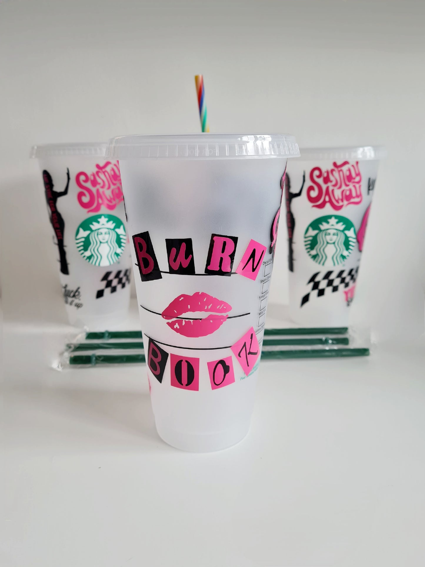 Personalised Mean Girls Cold Cup With Logo and Straw, Burn Book Theme Gift