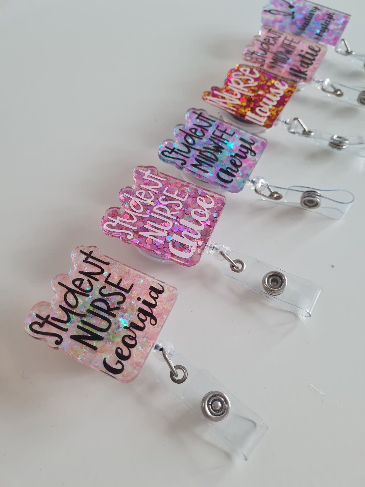 Glitter Badge Reel, Nurse Badge, Midwife Badge, Student Name Badge Reel, Doctor Glitter Badge