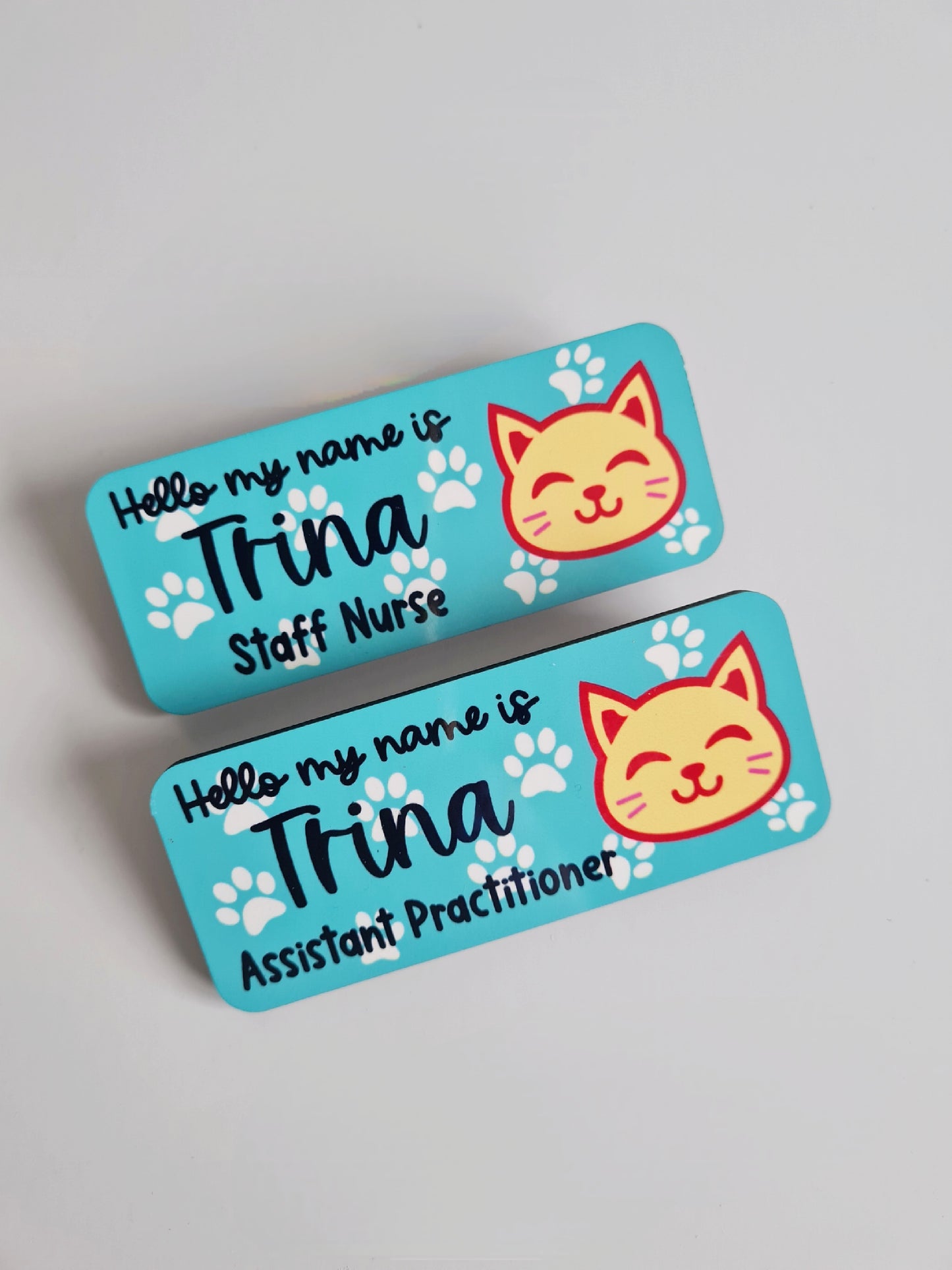 Personalised Cat Theme Name Badge