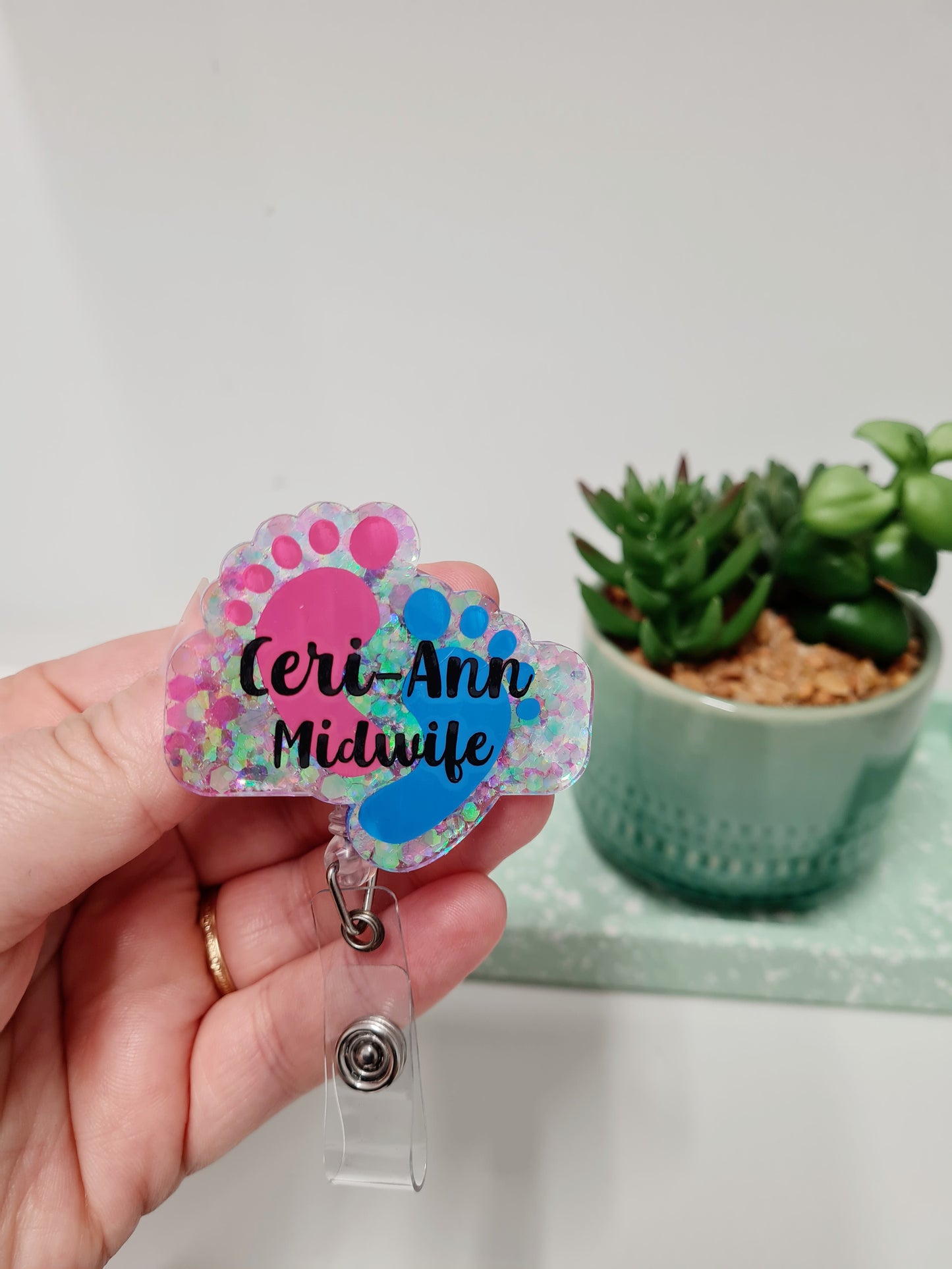 Glitter Badge Reel, Nurse Badge, Midwife Badge, Student Name Badge Reel, Doctor Glitter Badge