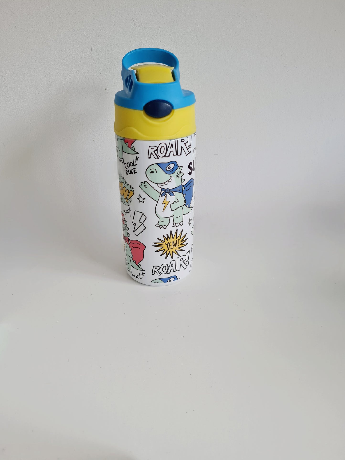 Personalised Super Dinosaur Kids Water Bottle