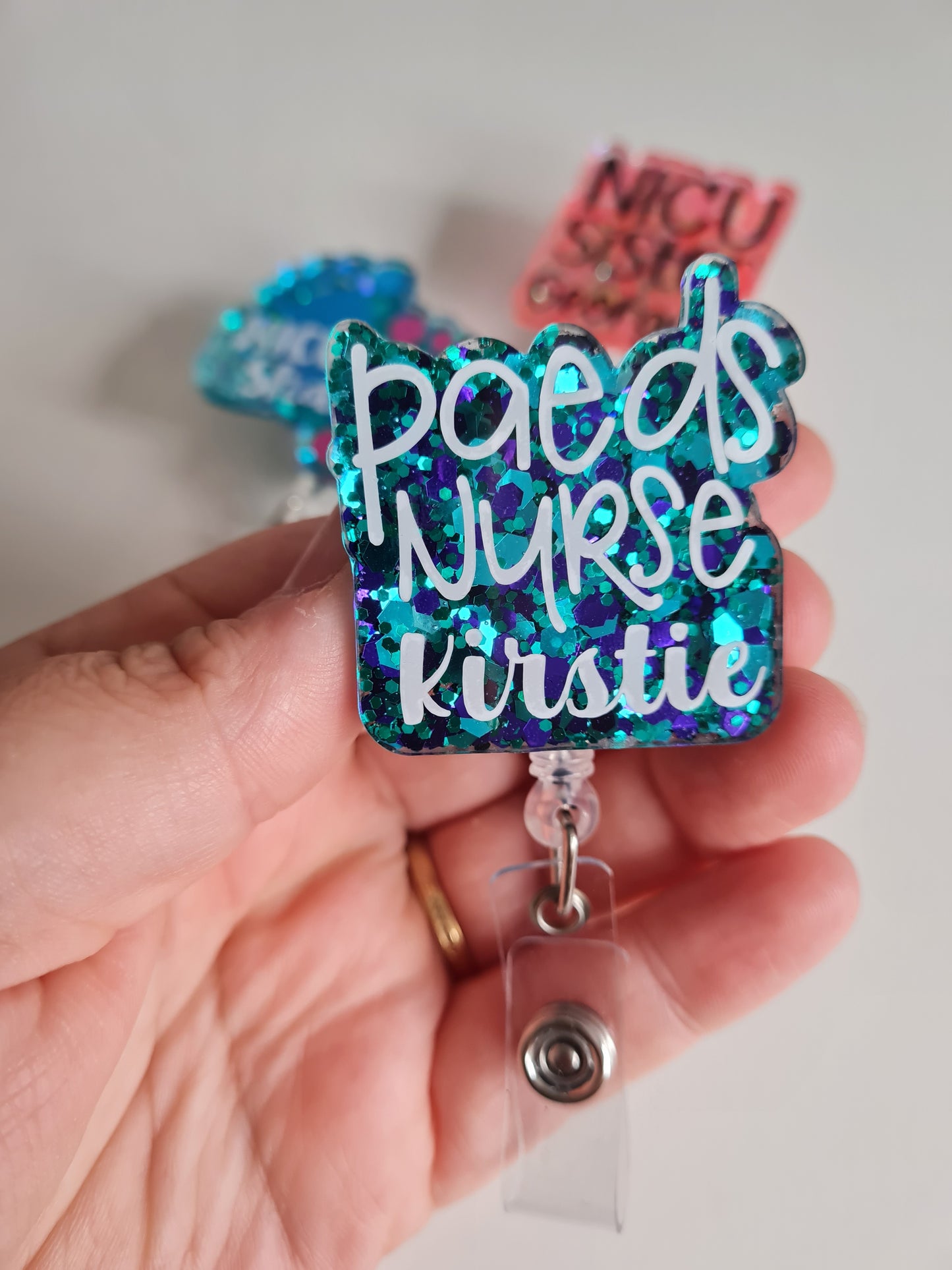 Glitter Badge Reel, Nurse Badge, Midwife Badge, Student Name Badge Reel, Doctor Glitter Badge