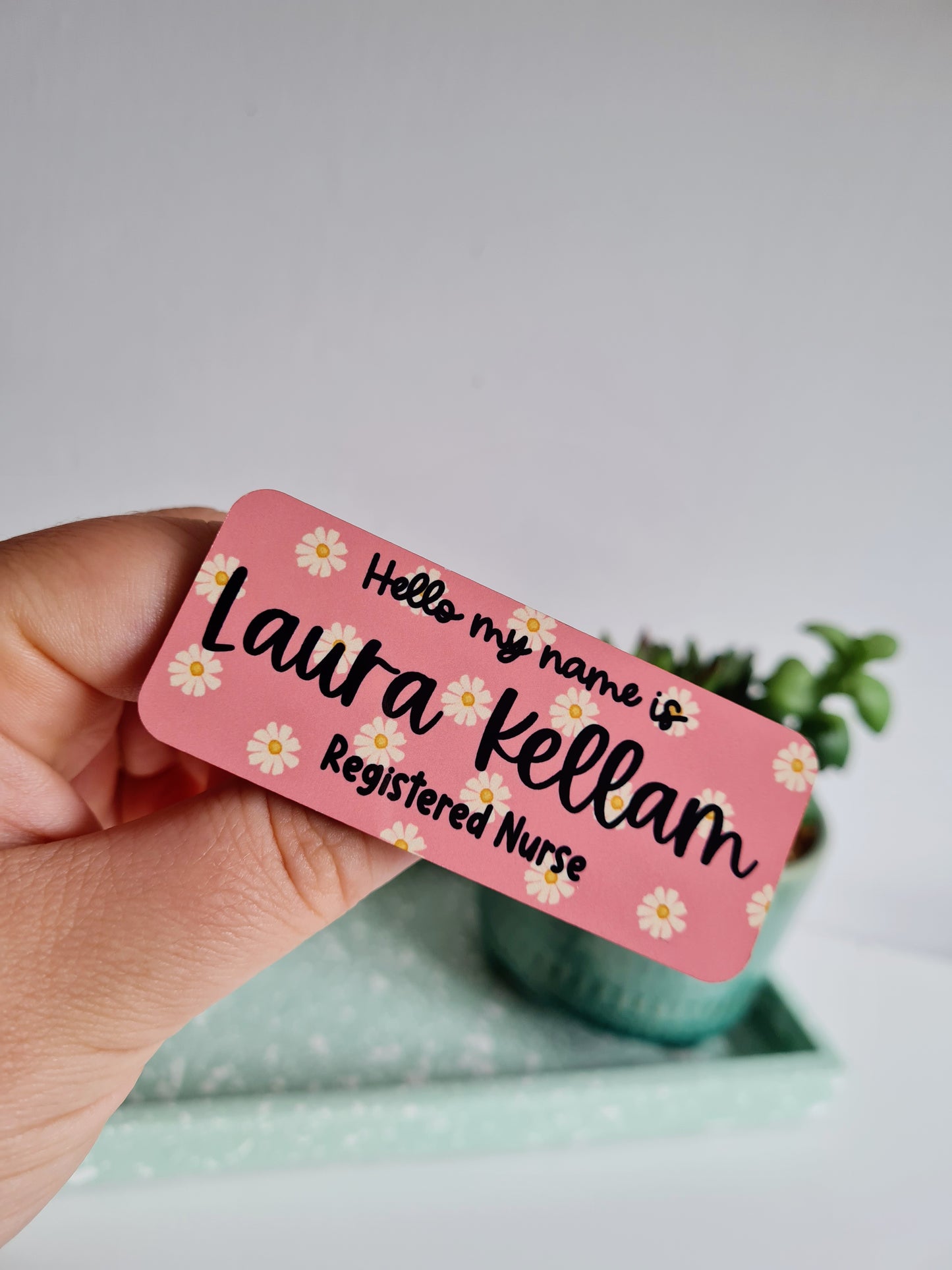 Floral name badge - hello my name is badge, student nurse, student midwife, midwife badge, nurse badge