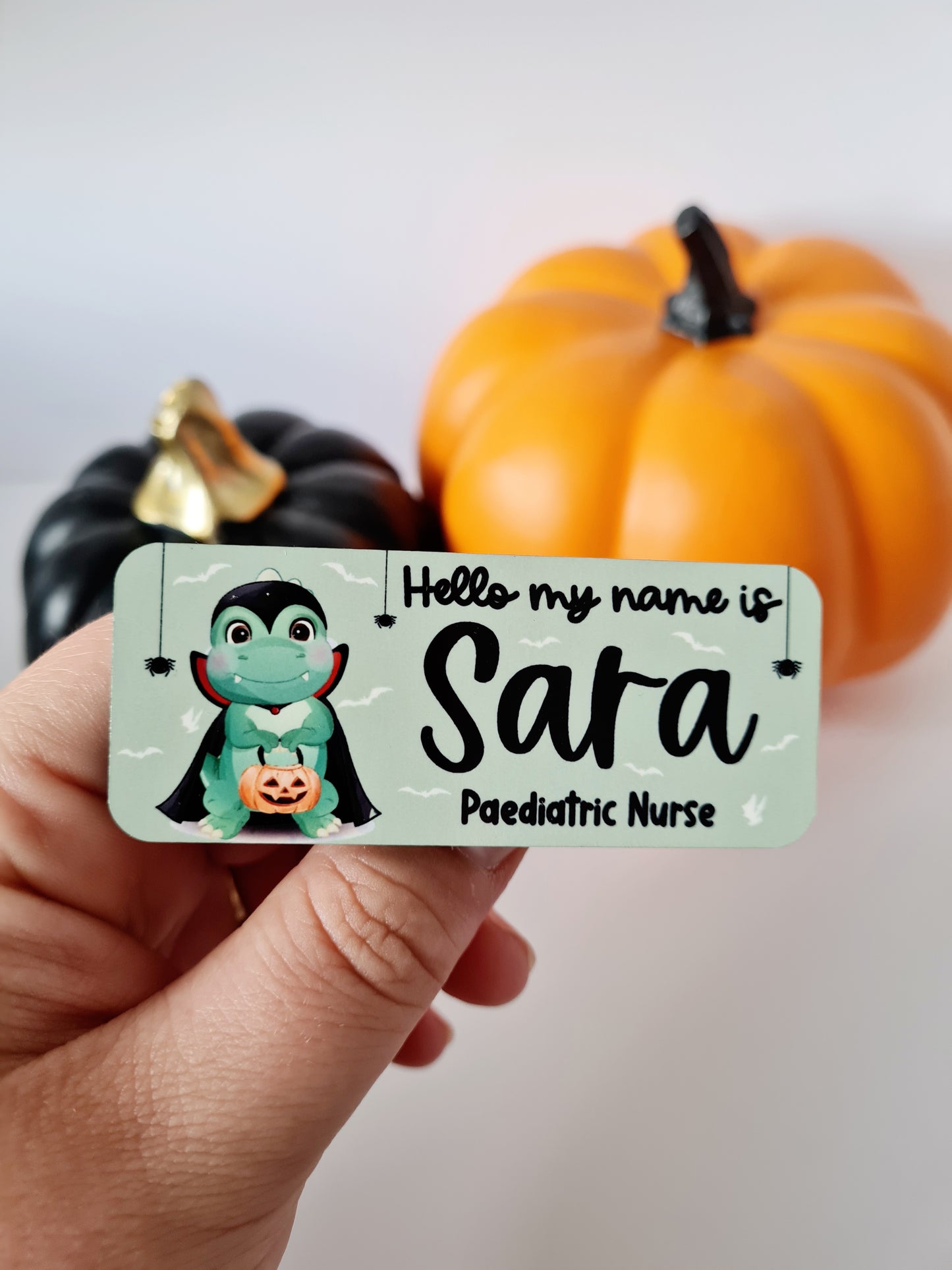 Dracular Dinosaur Halloween Theme Name Badge For Nurse, Midwife, Student Nurse, Student Midwife, Doctor, Healthcare NHS Name Badge