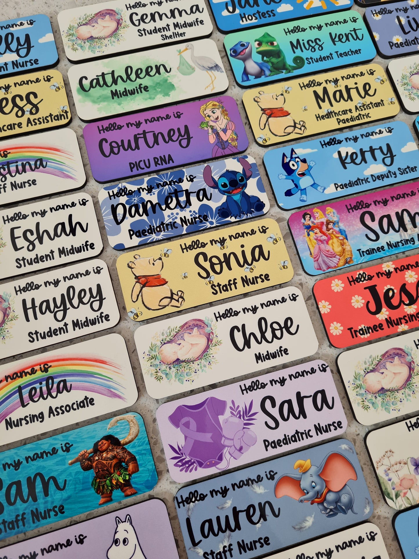 Rainbow Butterfly Personalised Name Badge - Hello my name is, midwife badge, nurse badge, student nurse, student midwife