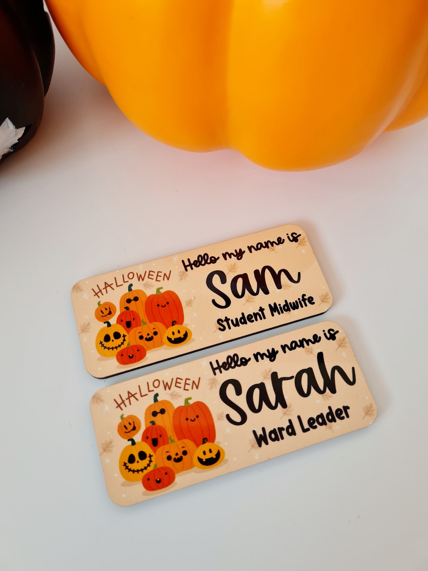 Pumpkin Halloween Autumn Name Badge For Nurse, Midwife, Student Nurse, Student Midwife, Doctor, NHS Name Badge