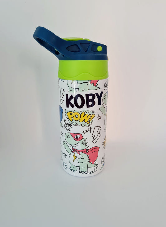 Personalised Super Dinosaur Kids Water Bottle