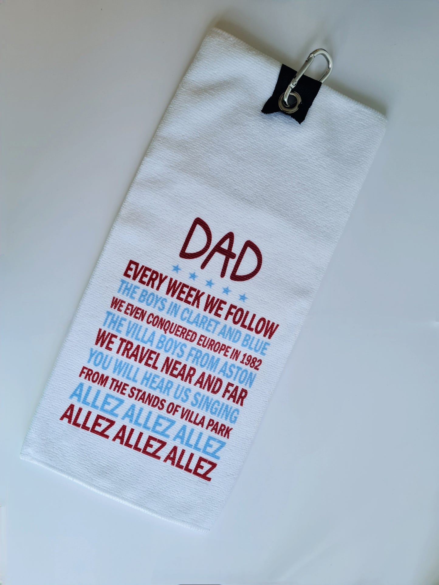 Aston Villa Chant Golf Towel - Personalised Golf Gift - Football Song Print