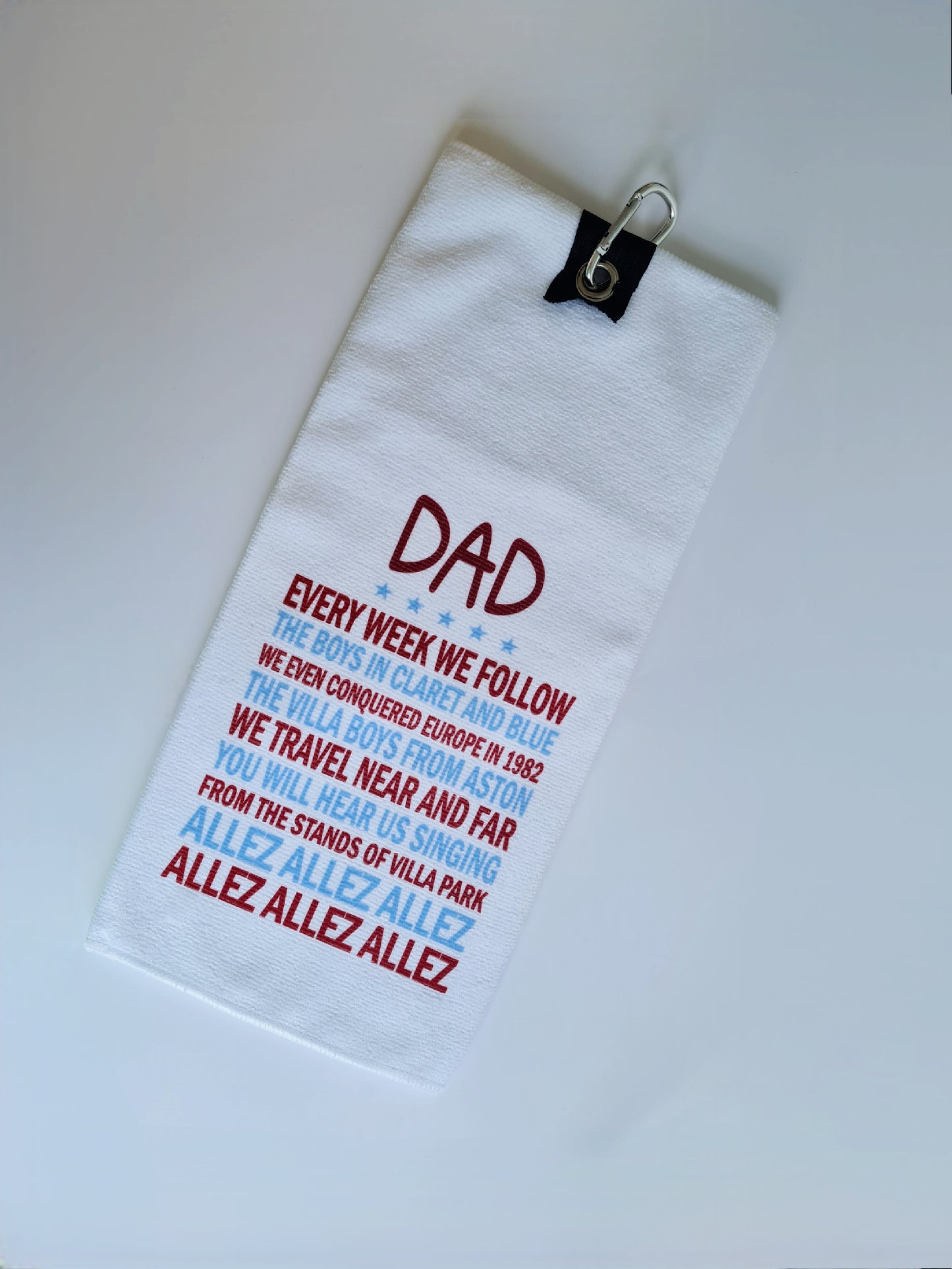 Aston Villa Chant Golf Towel - Personalised Golf Gift - Football Song Print