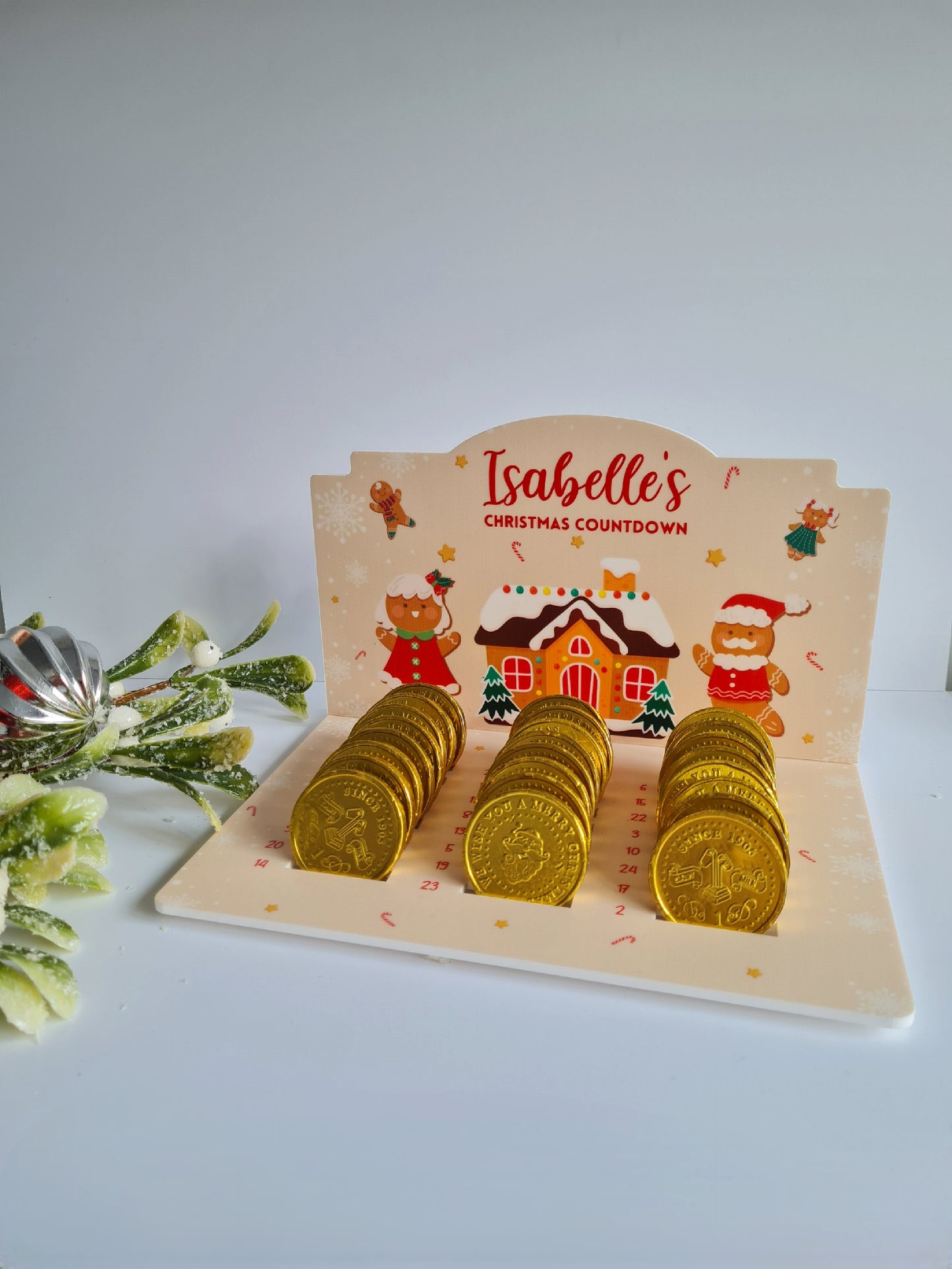 Personalised Chocolate Coin Christmas Advent Calender, Reusable Advent Calender, Kids Advent Calender