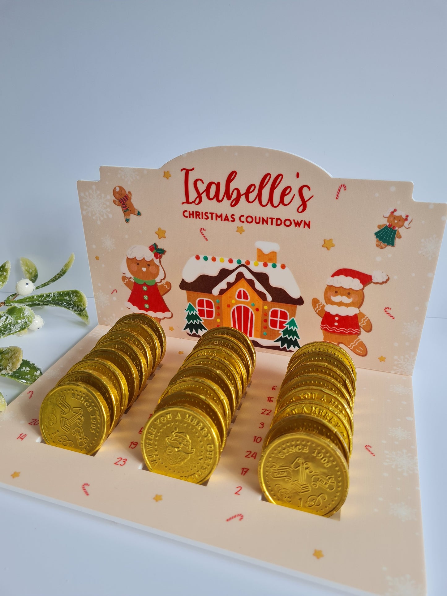 Personalised Chocolate Coin Christmas Advent Calender, Reusable Advent Calender, Kids Advent Calender