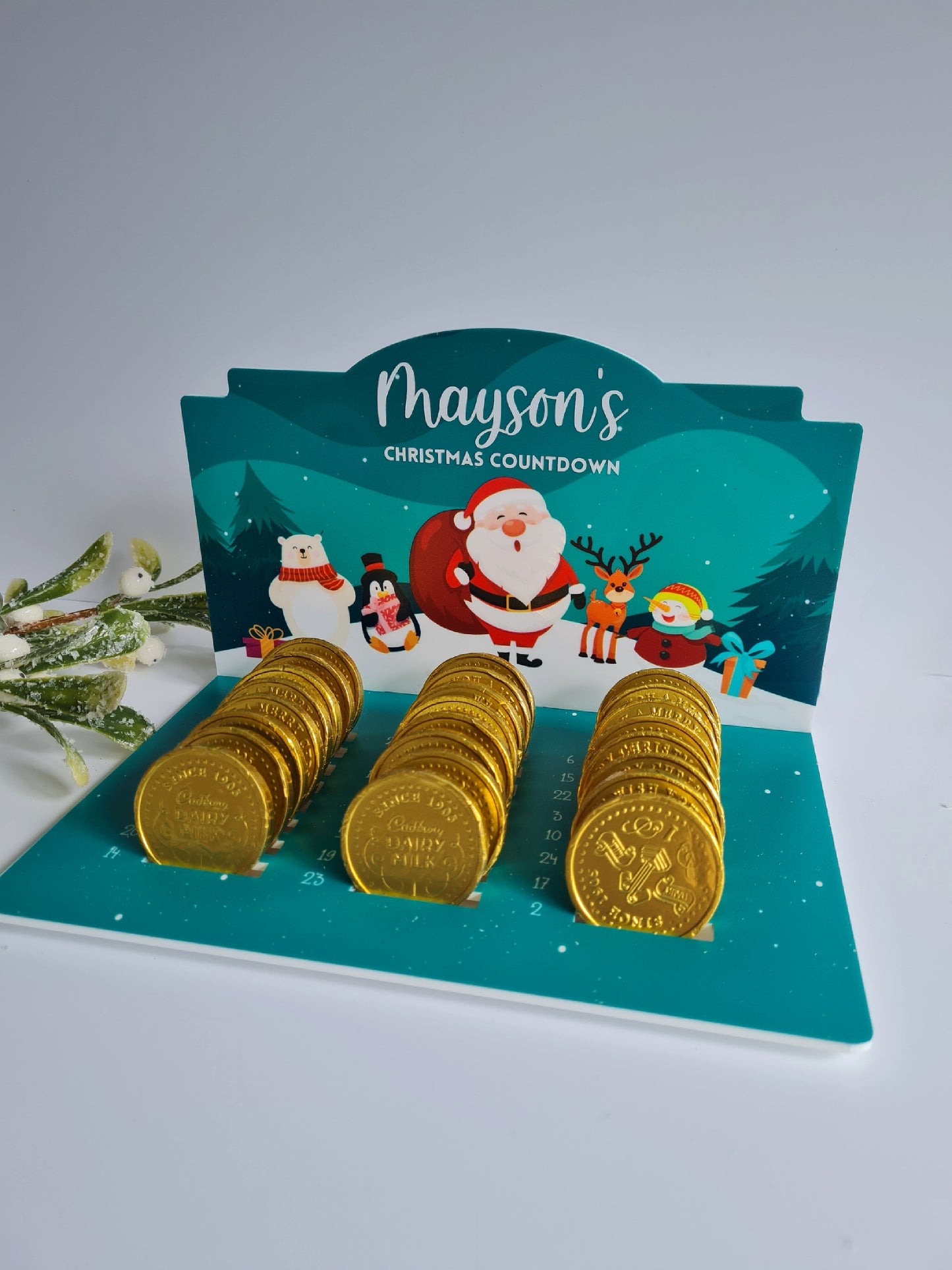 Personalised Chocolate Coin Christmas Advent Calender, Reusable Advent Calender, Kids Advent Calender