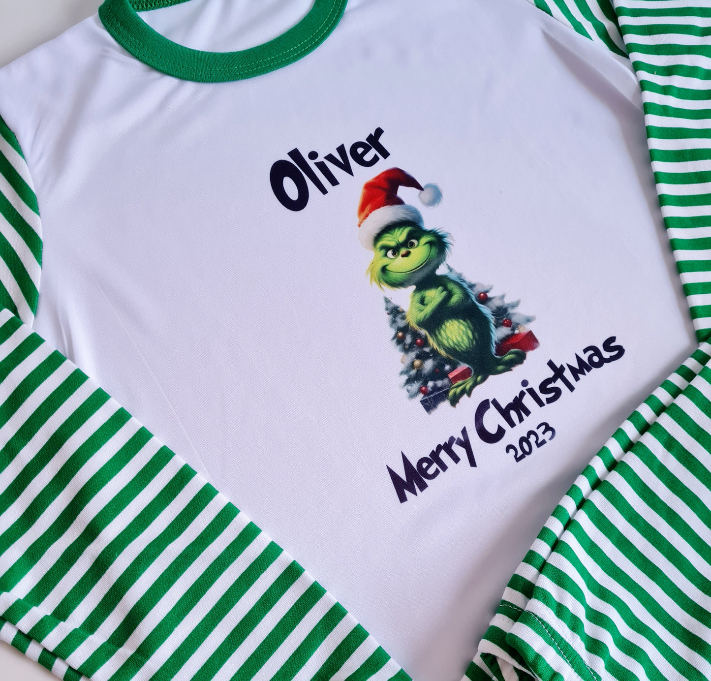 Children's Christmas Pyjamas, Personalised Christmas Pjs, Kids Personalised Pjs, Grinch Pyjamas