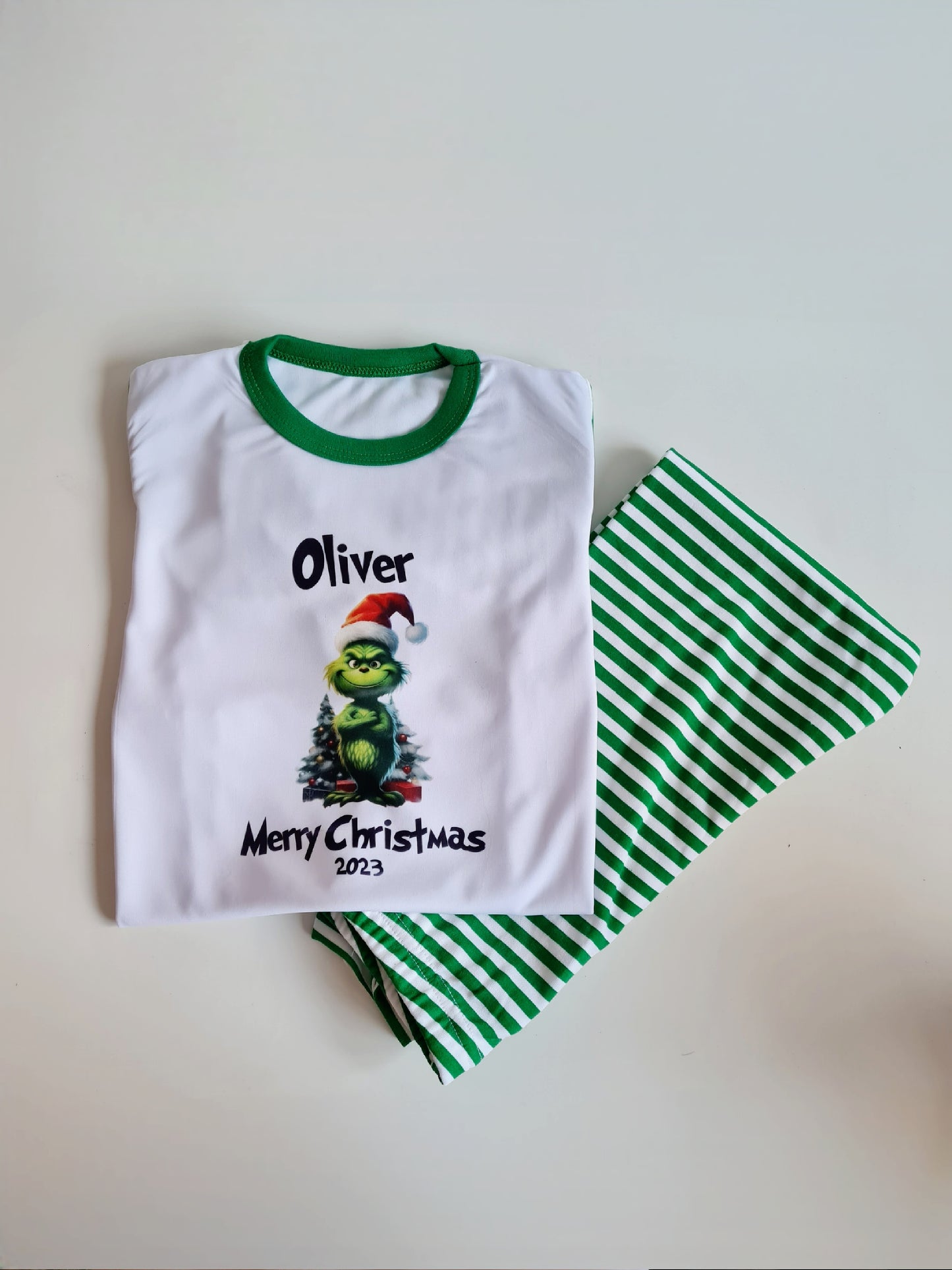 Children's Christmas Pyjamas, Personalised Christmas Pjs, Kids Personalised Pjs, Grinch Pyjamas