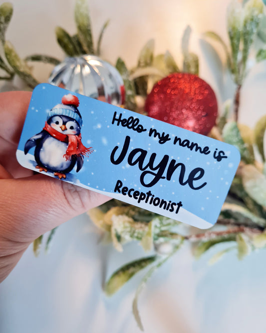 Christmas Pengiun Name Badge, Student Midwife Badge, Student Nurse Badge, Christmas Theme Name Badge, midwife, nurse name badge