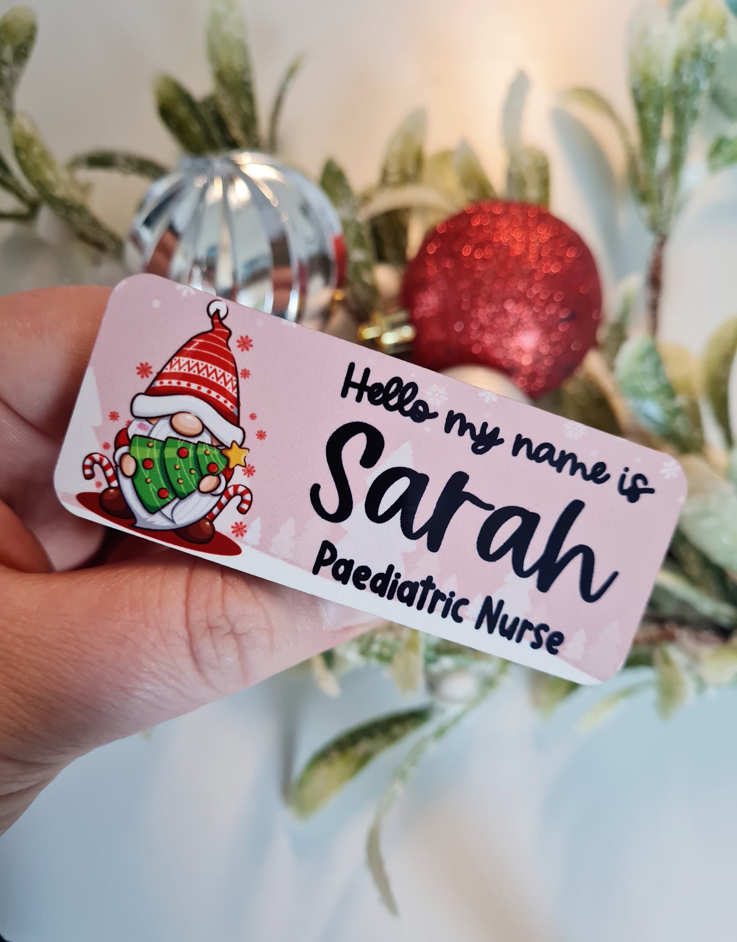 Christmas Gonk Name Badge, Student Midwife Badge, Student Nurse Badge, Christmas Theme Name Badge, midwife, nurse name badge