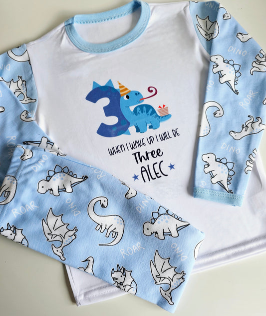 Childrens Dinosaur Pyjamas, Personalised Kids Pjs, Dino Theme For Kids